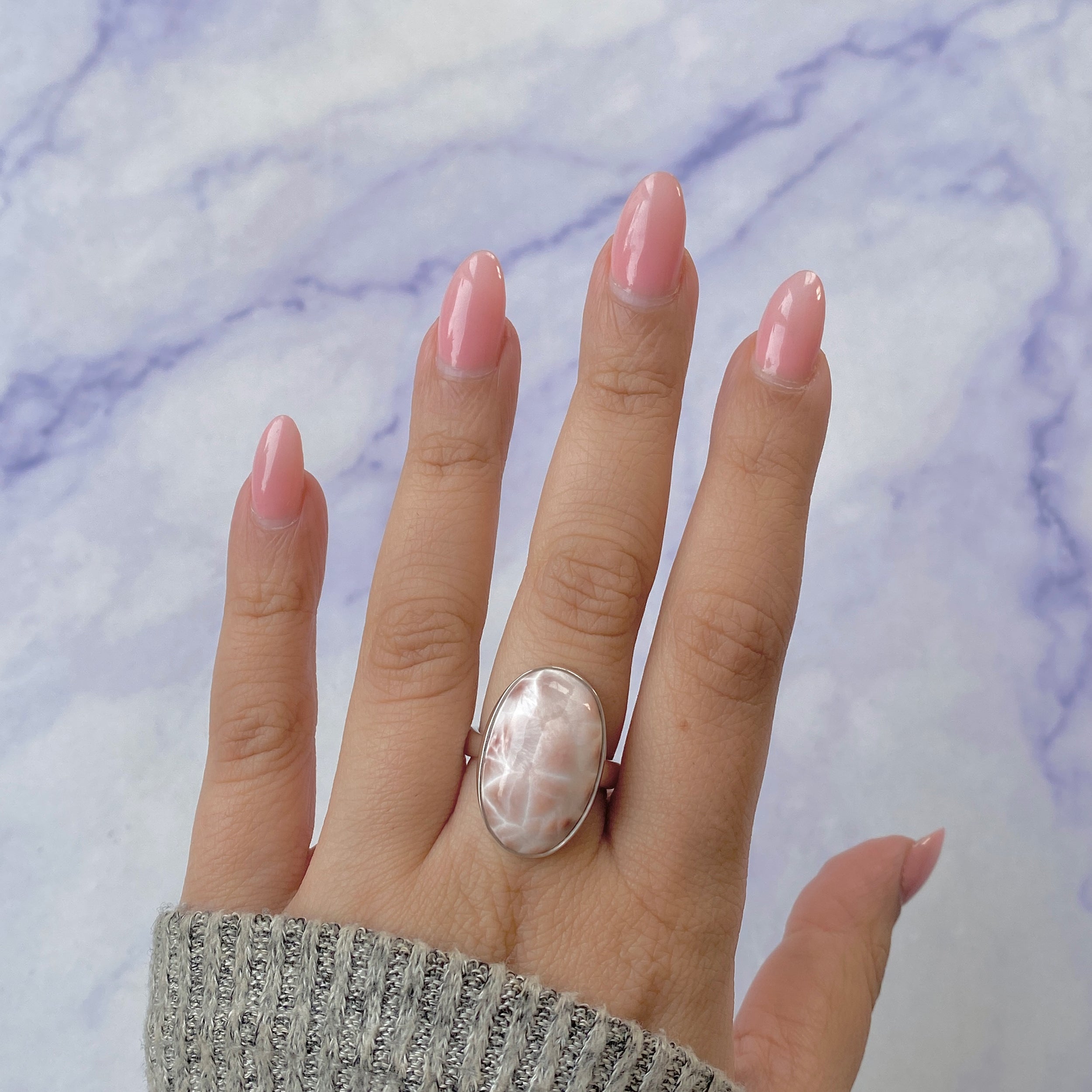 Natural Pink Natrolite / Thomsonite  Adjustable Ring-(THS-R-28.)
