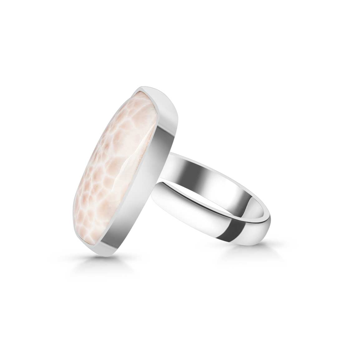 Natural Pink Natrolite / Thomsonite  Adjustable Ring-(THS-R-37.)