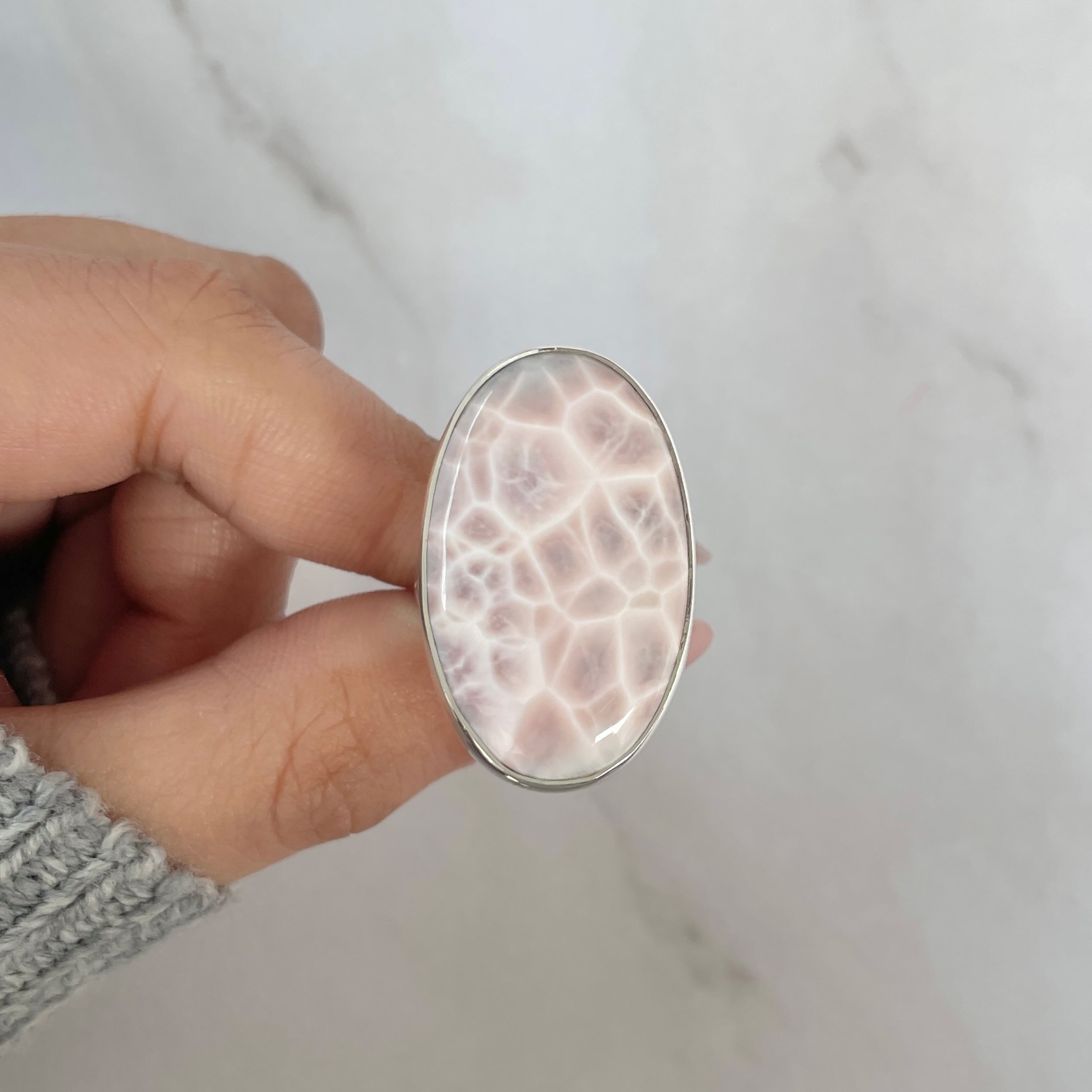 Natural Pink Natrolite / Thomsonite Ring-(THS-R-44.)