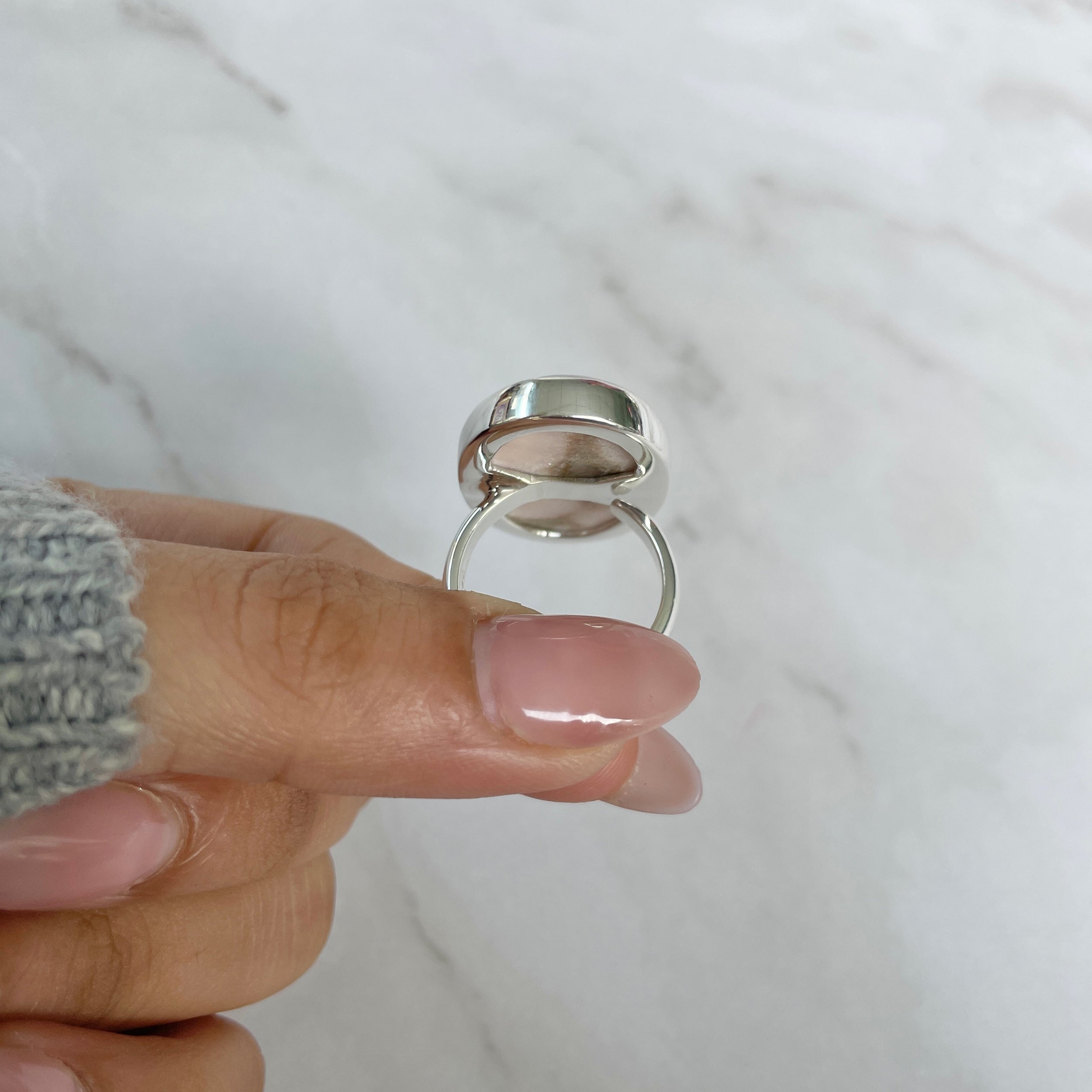 Natural Pink Natrolite / Thomsonite Ring-(THS-R-44.)