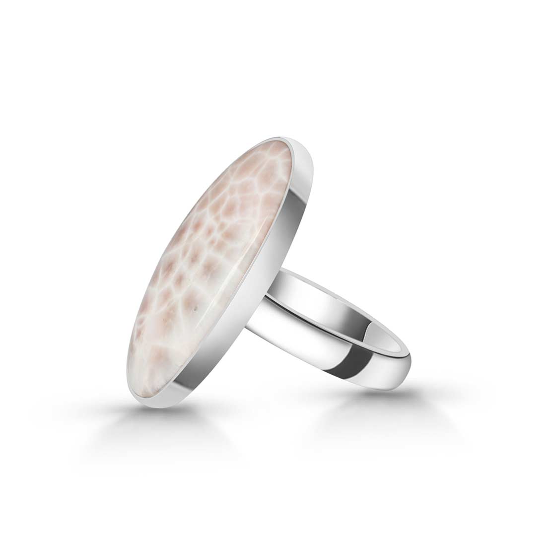 Natural Pink Natrolite / Thomsonite  Adjustable Ring-(THS-R-5.)