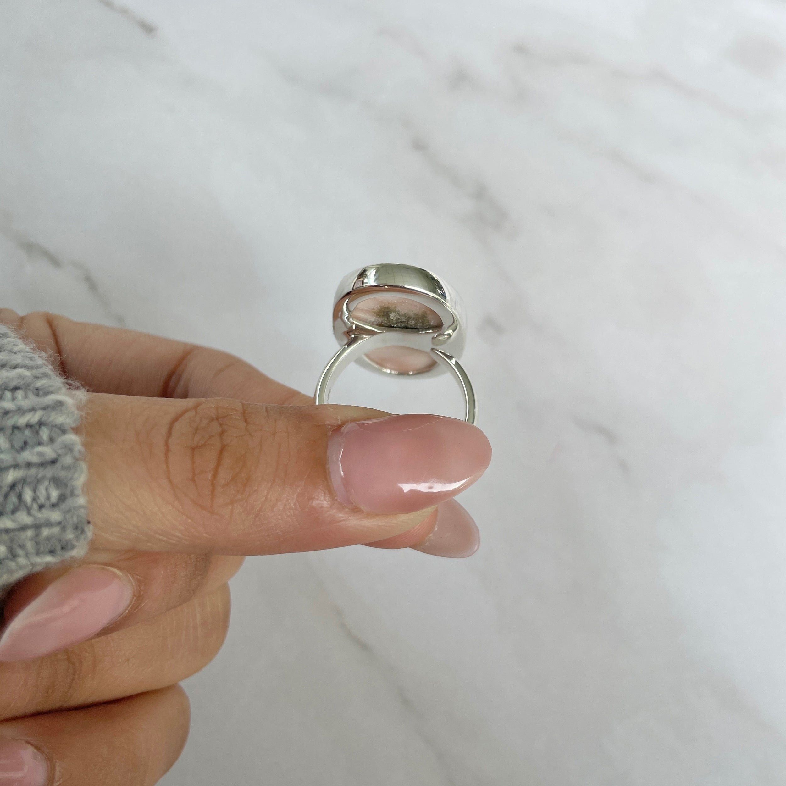 Natural Pink Natrolite / Thomsonite Ring-(THS-R-51.)