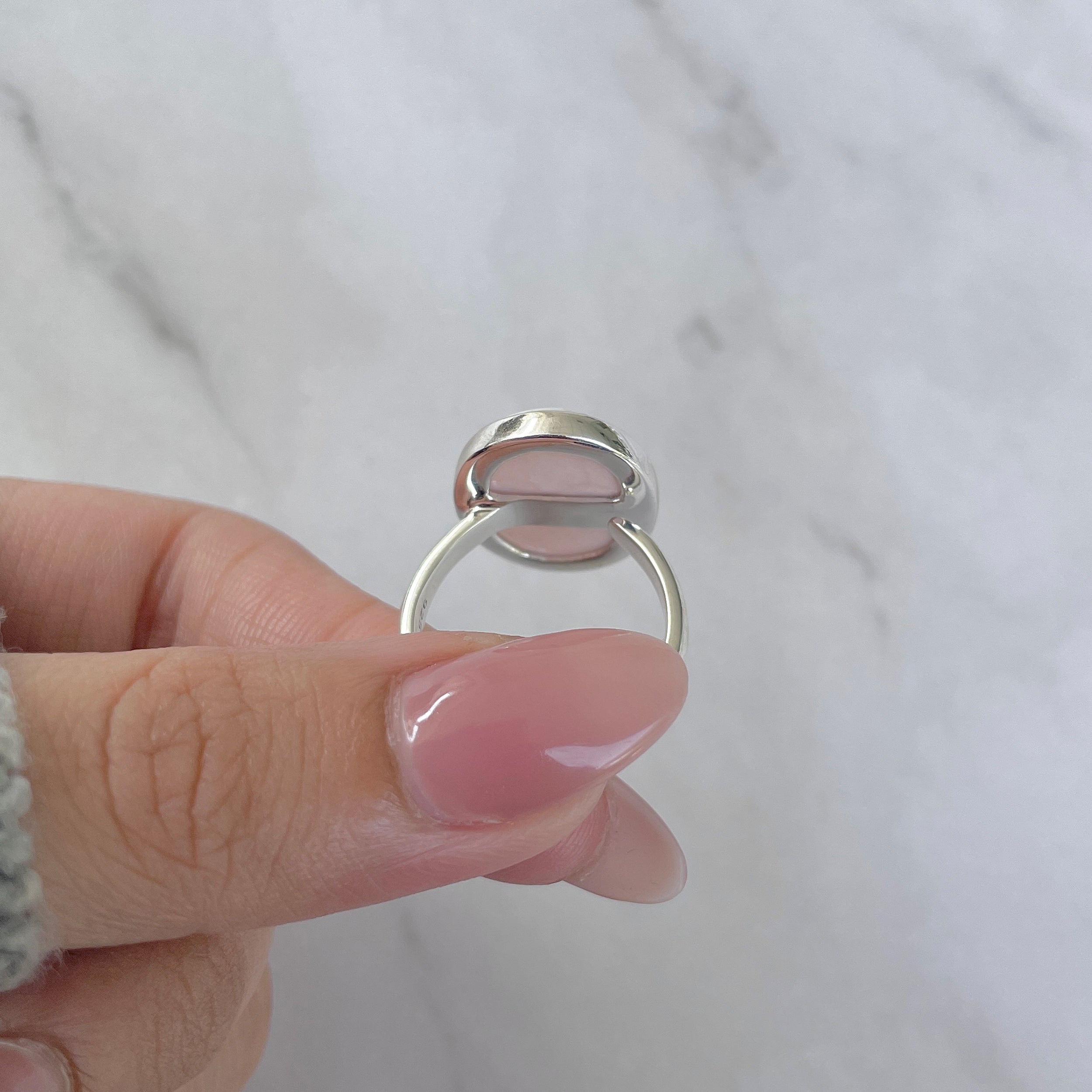 Natural Pink Natrolite / Thomsonite Adjustable Ring-(THS-R-53.)