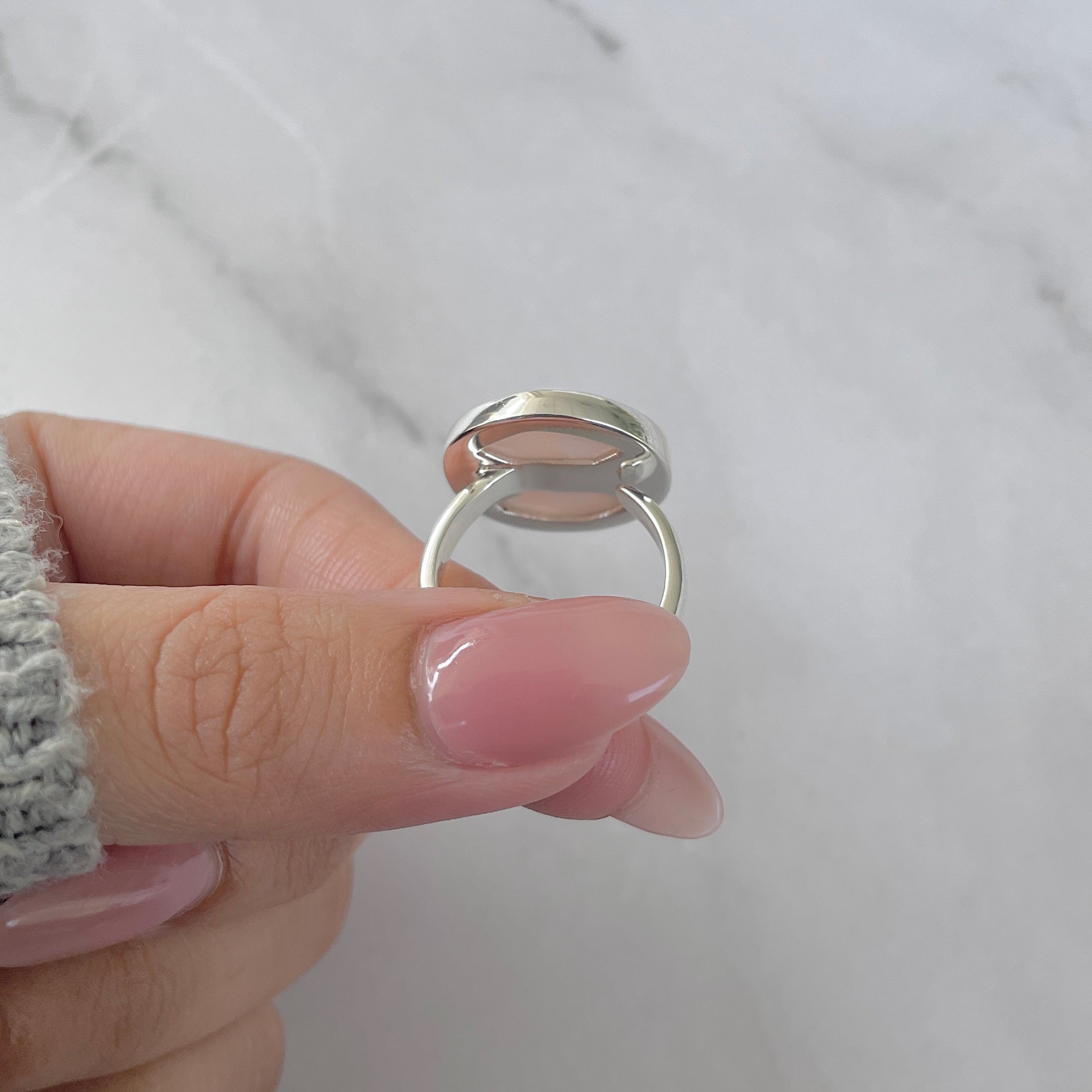 Natural Pink Natrolite / Thomsonite Adjustable Ring-(THS-R-55.)