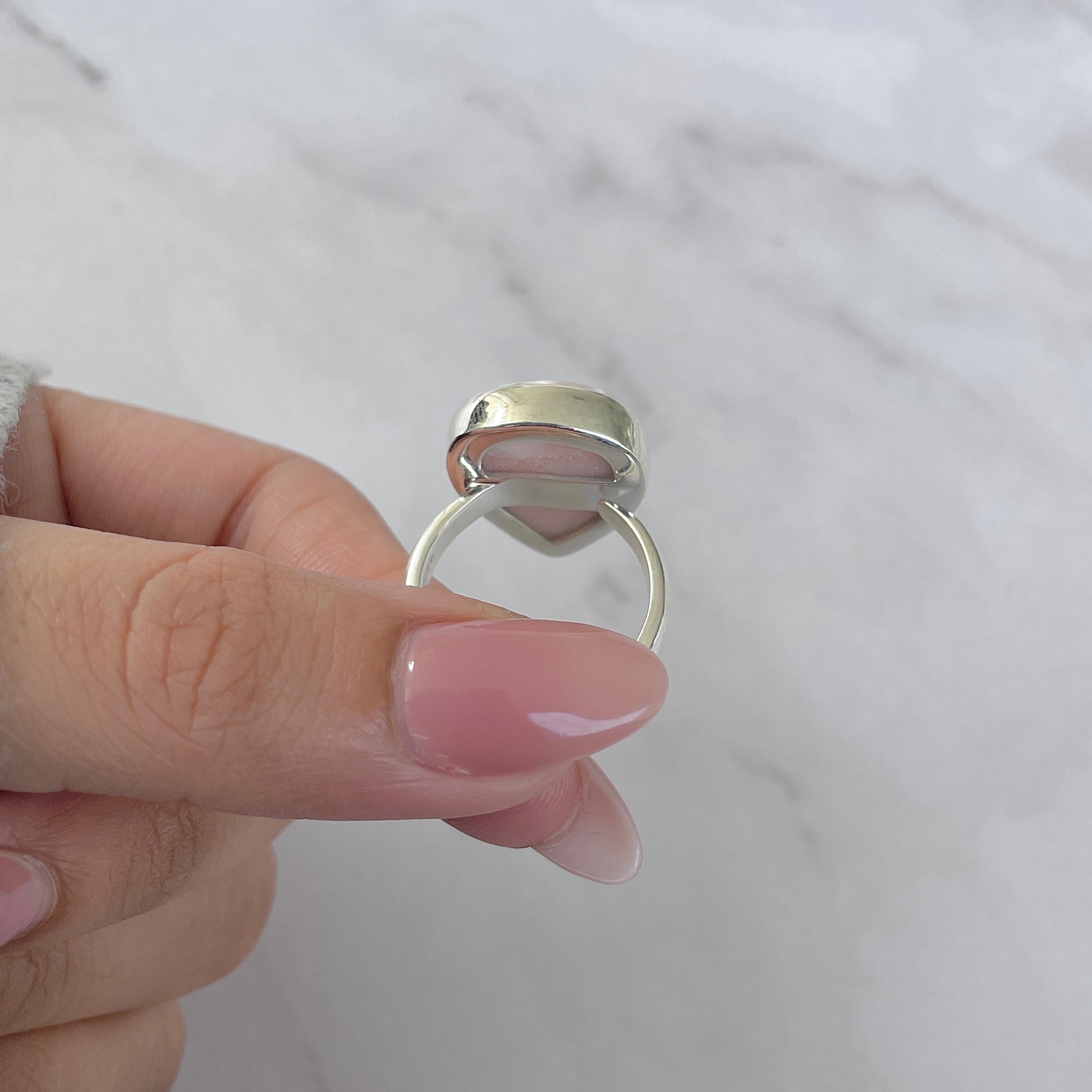 Natural Pink Natrolite / Thomsonite Adjustable Ring-(THS-R-56.)