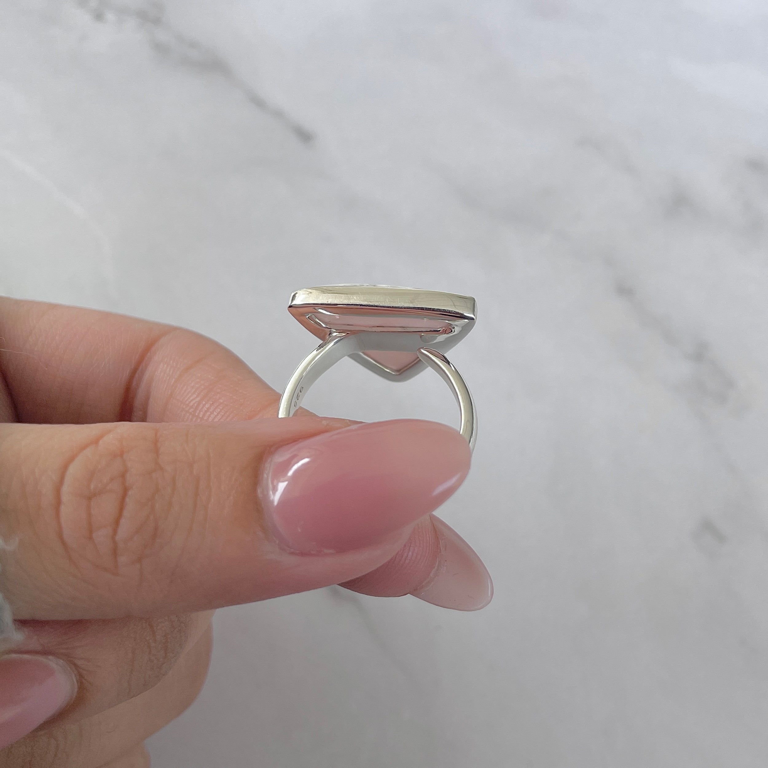 Natural Pink Natrolite / Thomsonite Adjustable Ring-(THS-R-57.)