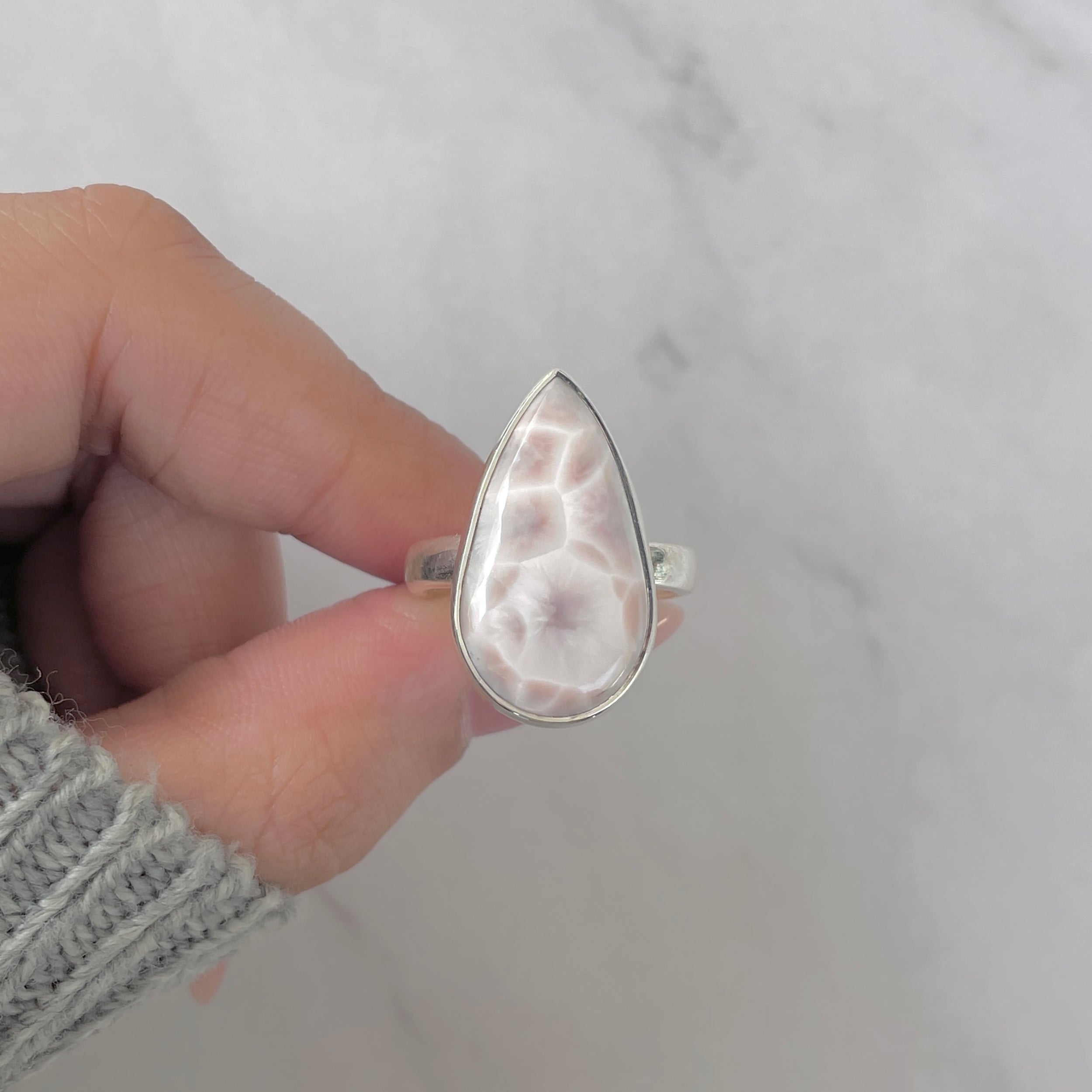 Natural Pink Natrolite / Thomsonite Adjustable Ring-(THS-R-61.)