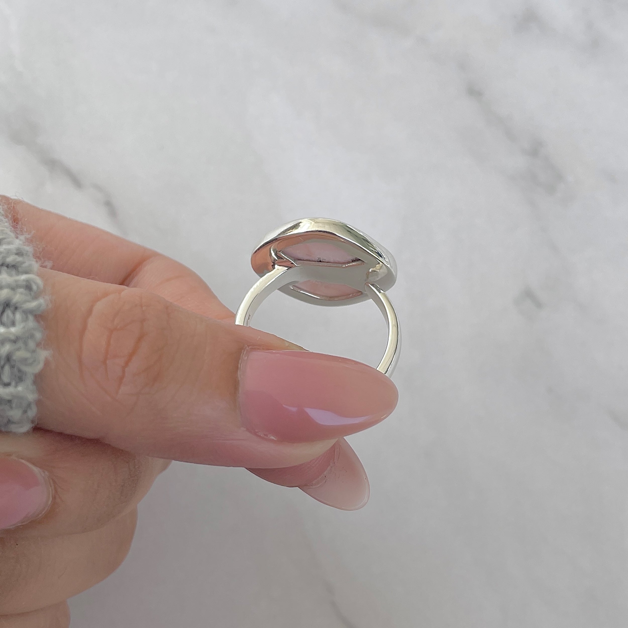 Natural Pink Natrolite / Thomsonite Adjustable Ring-(THS-R-62.)