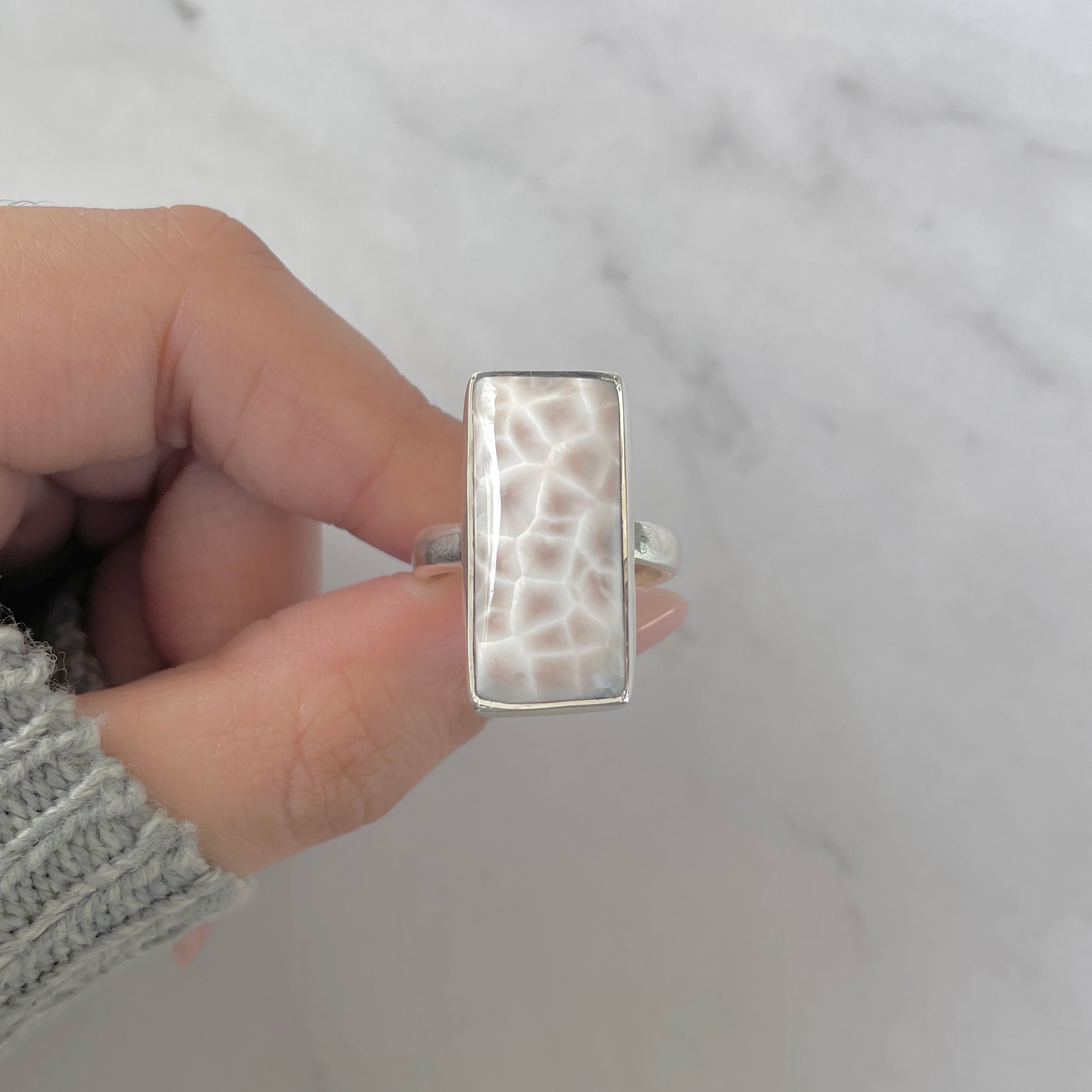 Natural Pink Natrolite / Thomsonite Adjustable Ring-(THS-R-63.)