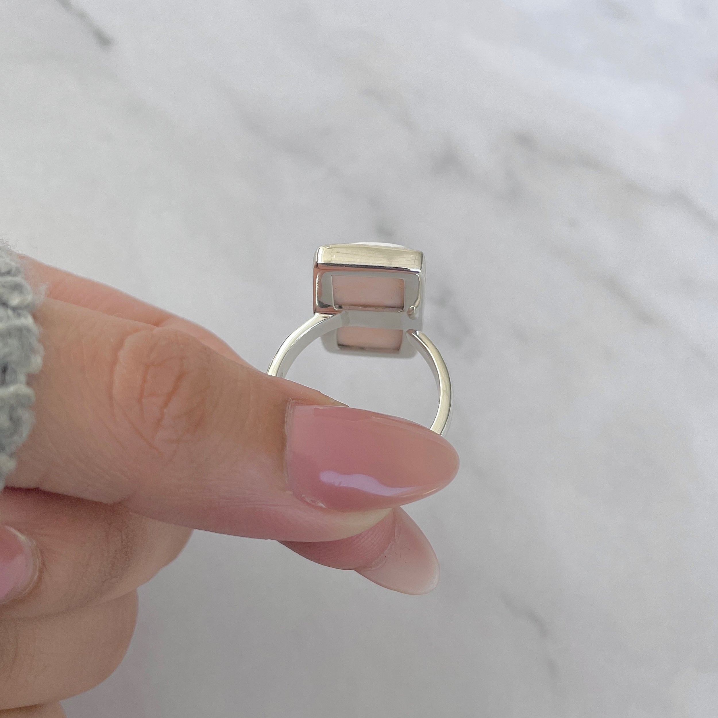 Natural Pink Natrolite / Thomsonite Adjustable Ring-(THS-R-63.)