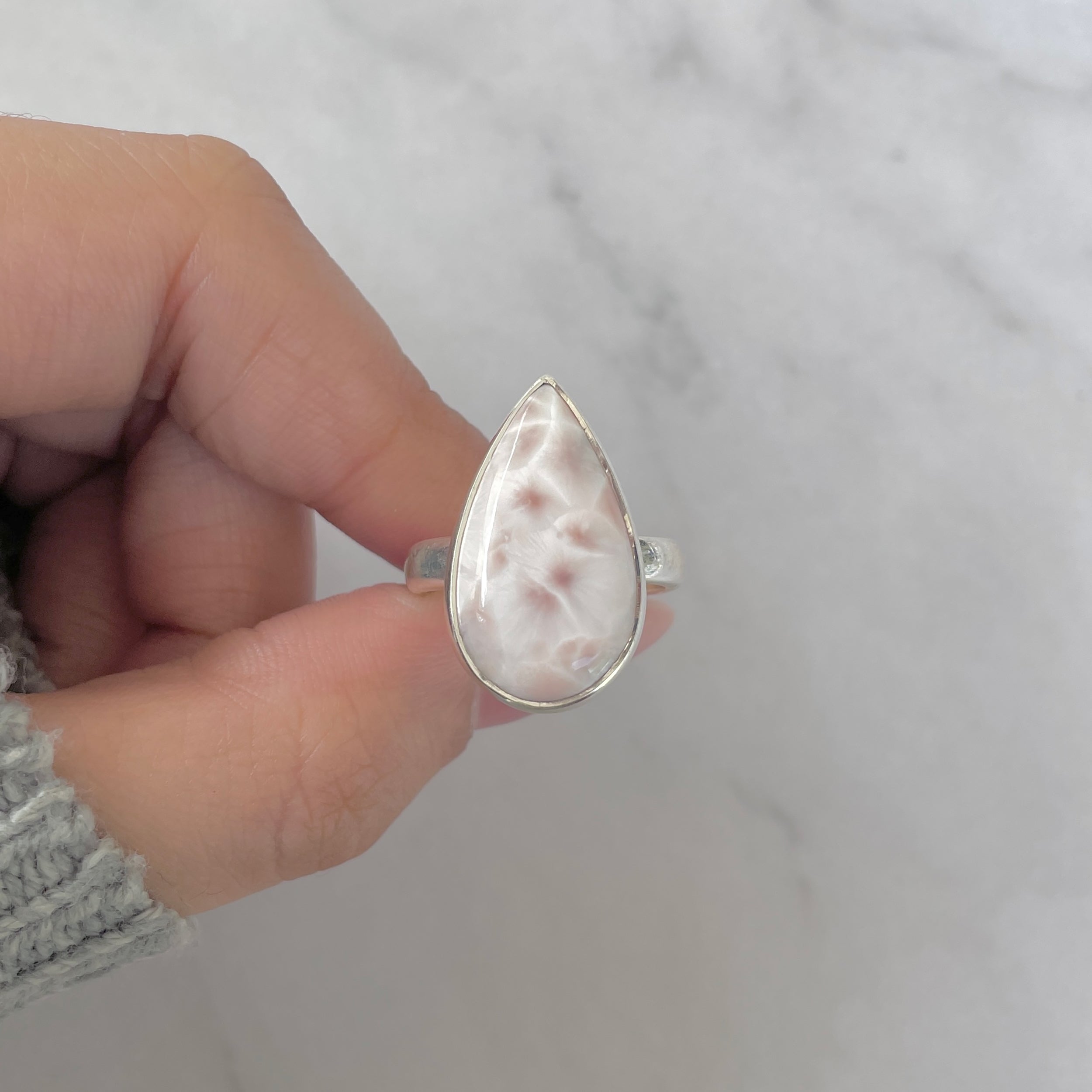 Natural Pink Natrolite / Thomsonite Adjustable Ring-(THS-R-64.)