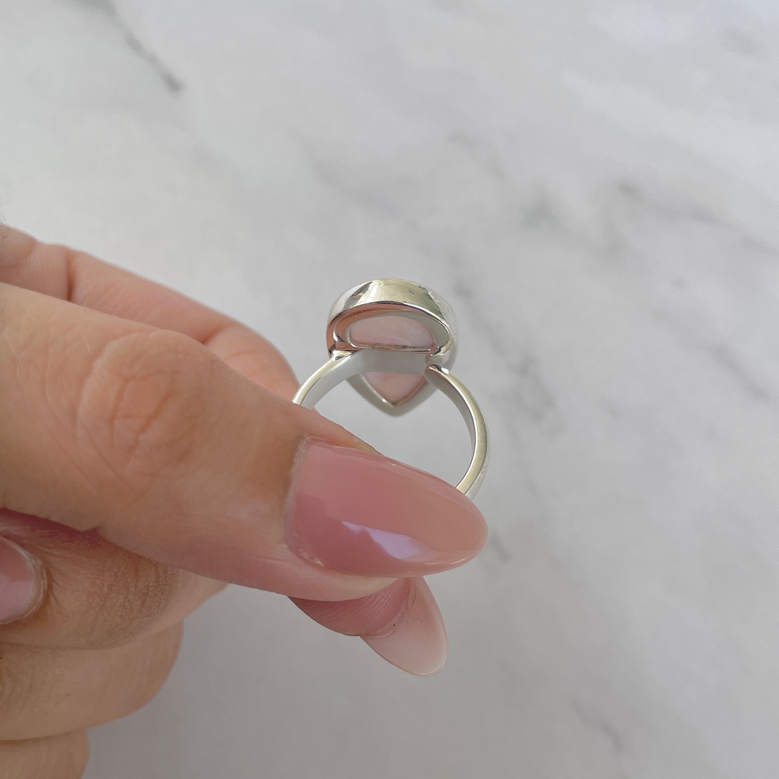 Natural Pink Natrolite / Thomsonite Adjustable Ring-(THS-R-64.)