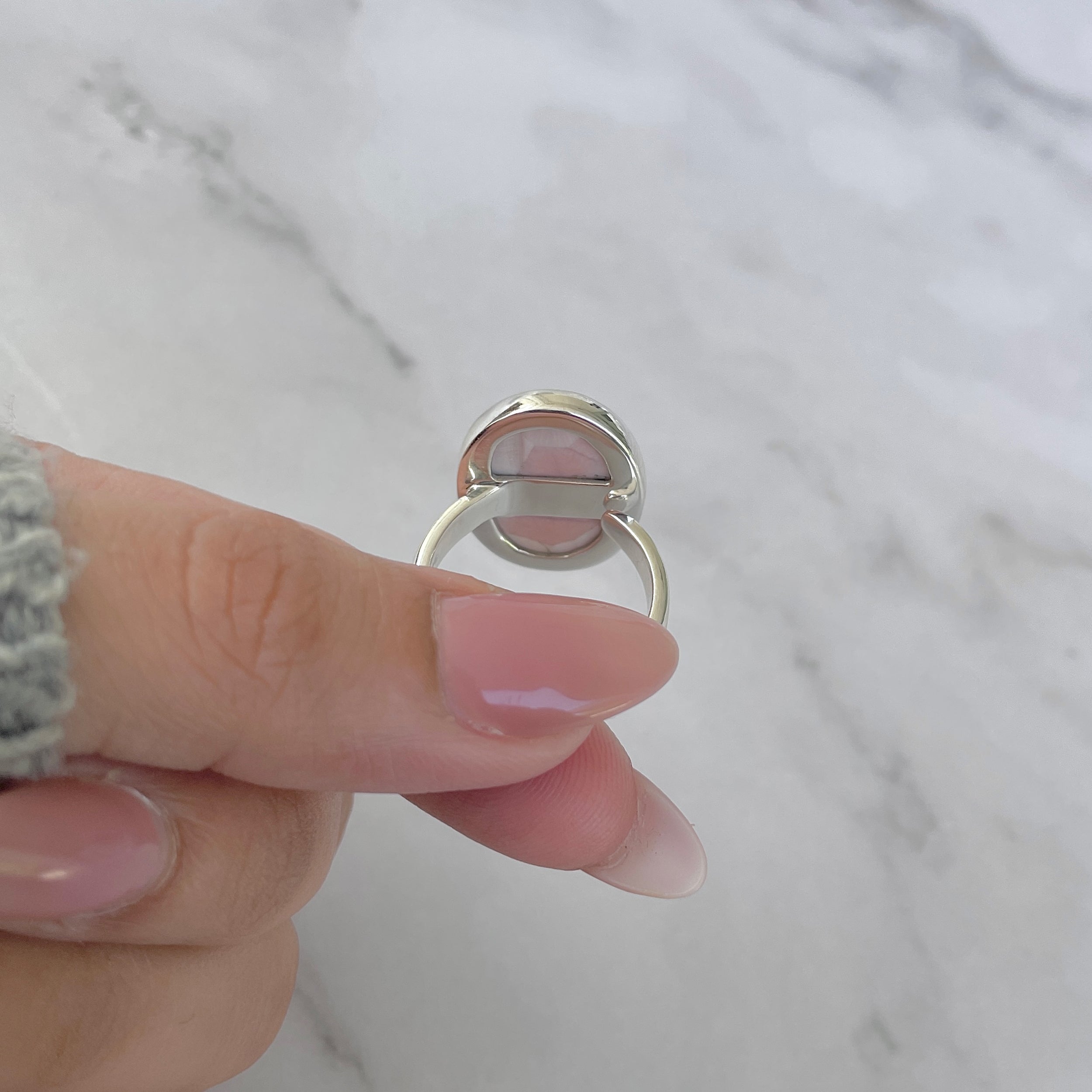 Natural Pink Natrolite / Thomsonite Adjustable Ring-(THS-R-65.)