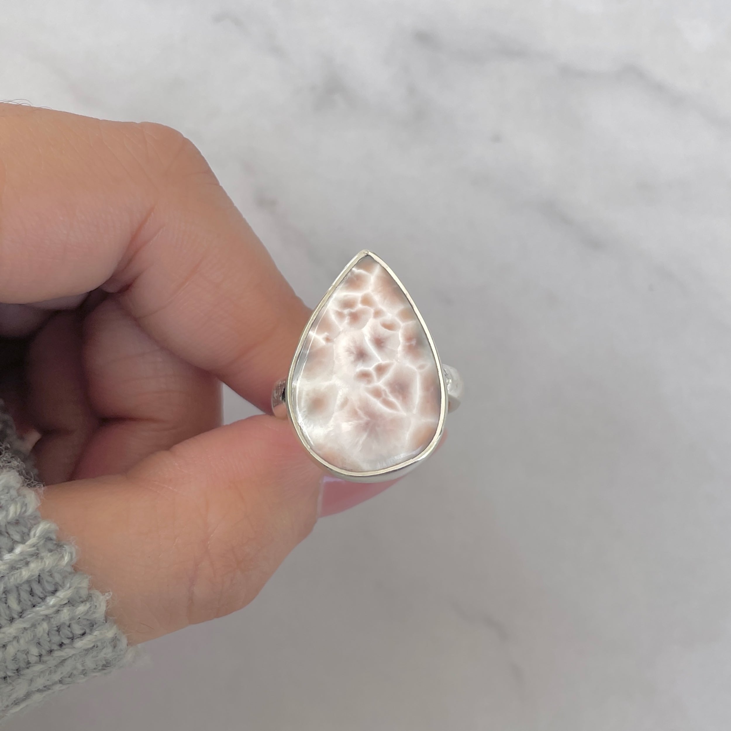 Natural Pink Natrolite / Thomsonite Adjustable Ring-(THS-R-66.)