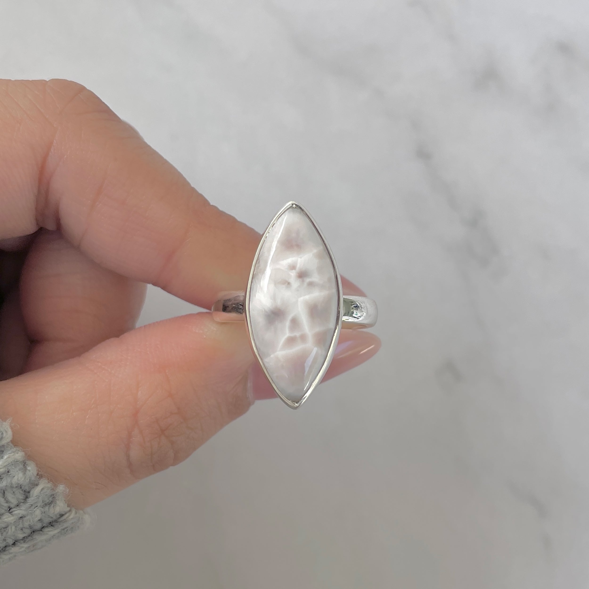 Natural Pink Natrolite / Thomsonite Adjustable Ring-(THS-R-67.)