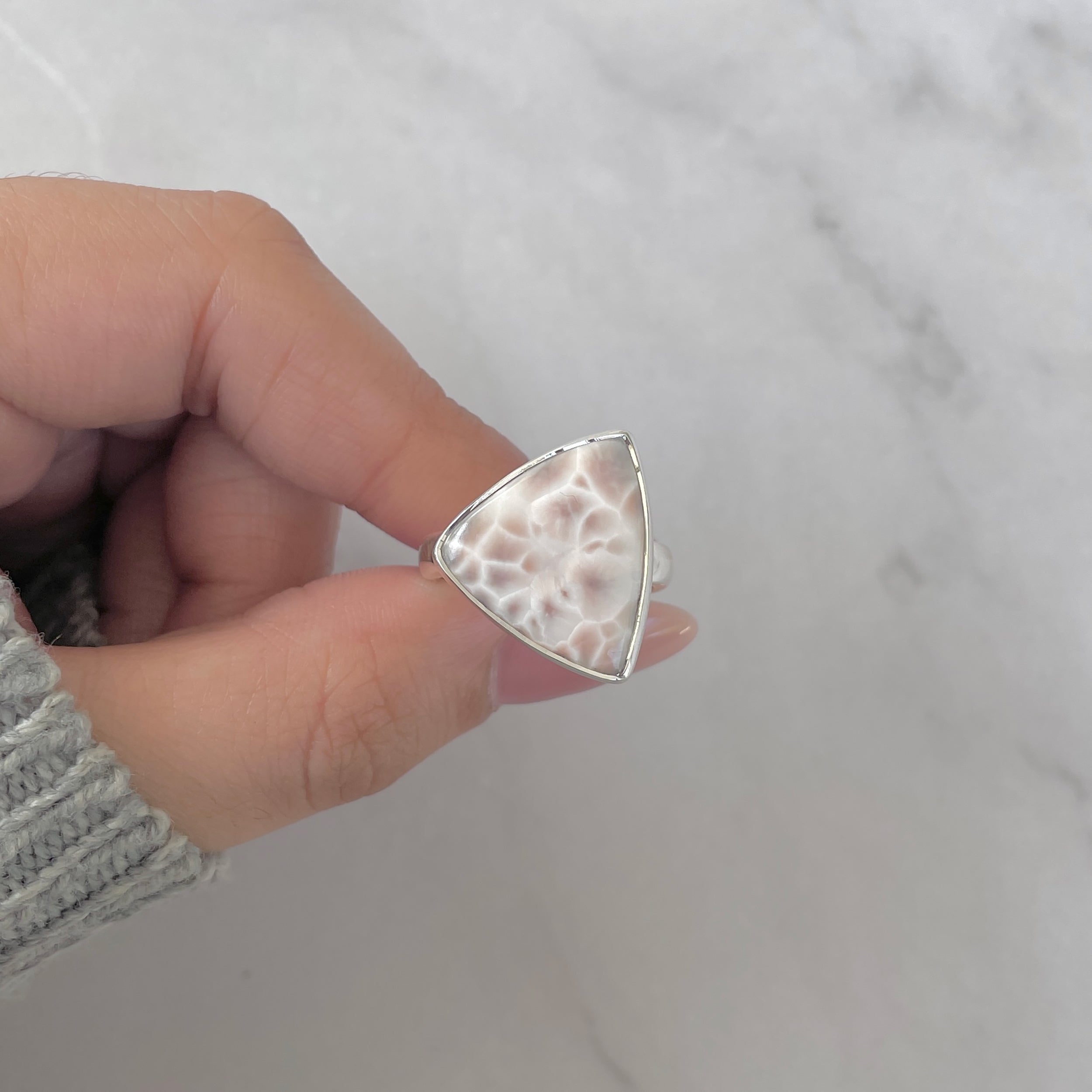 Natural Pink Natrolite / Thomsonite Adjustable Ring-(THS-R-68.)