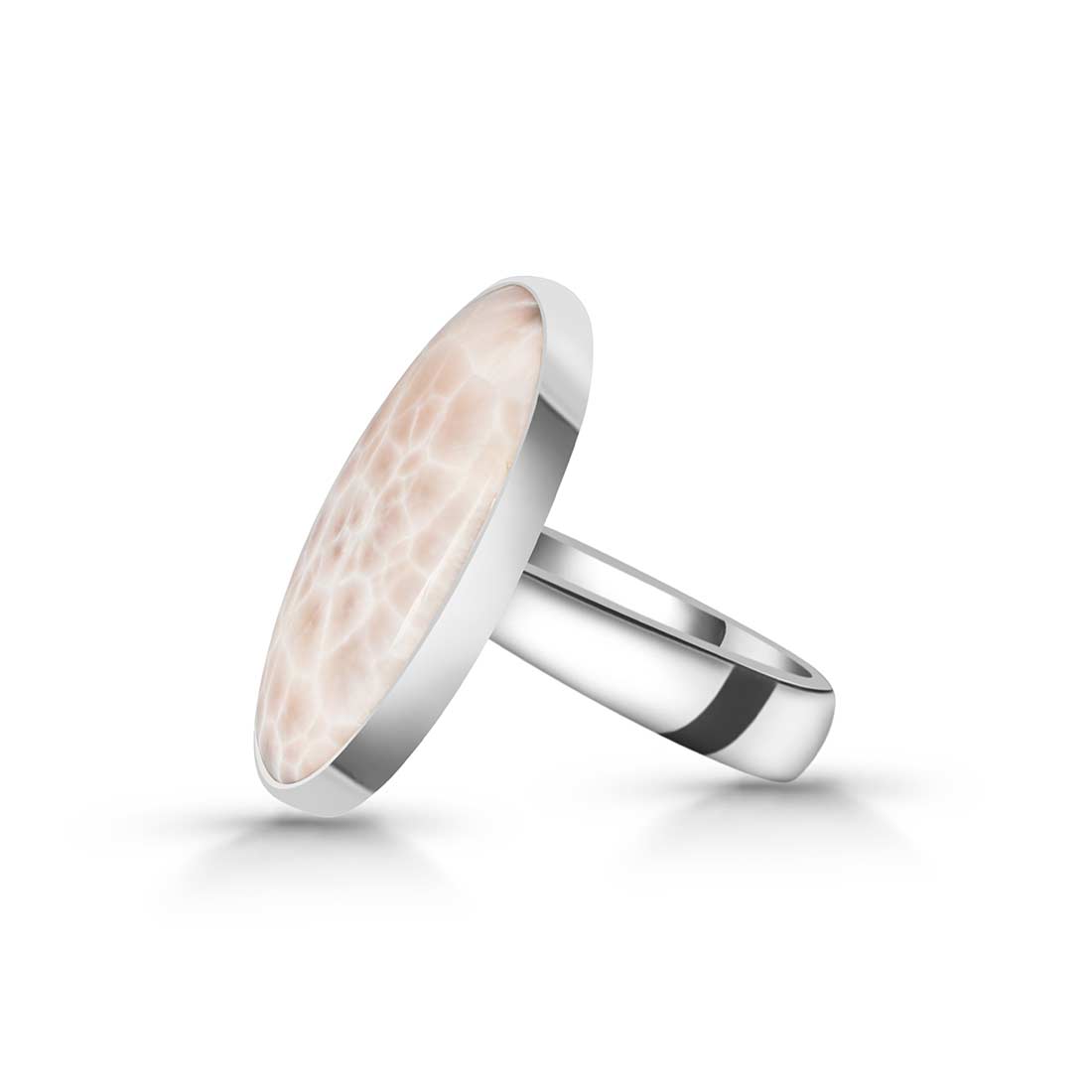 Natural Pink Natrolite / Thomsonite  Adjustable Ring-(THS-R-7.)