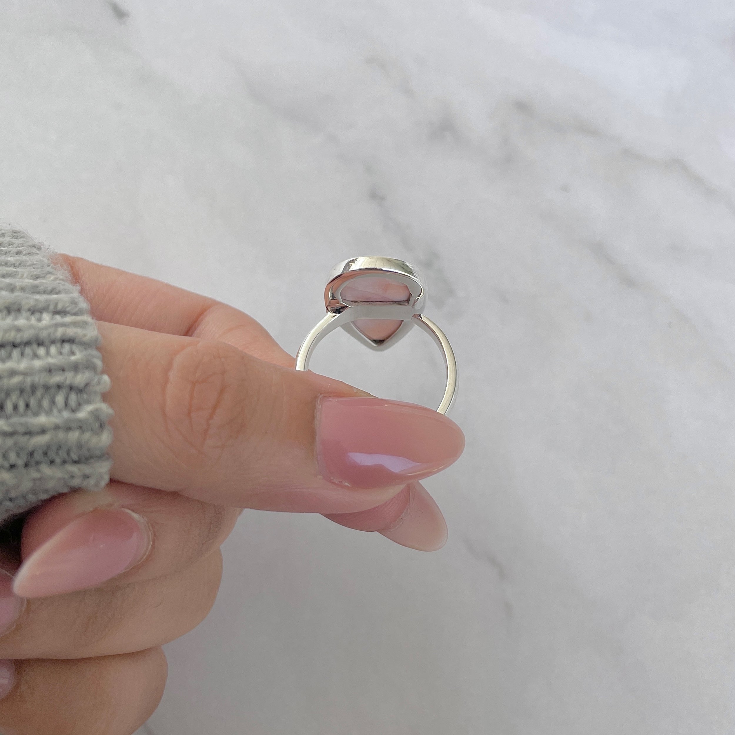 Natural Pink Natrolite / Thomsonite Adjustable Ring-(THS-R-70.)