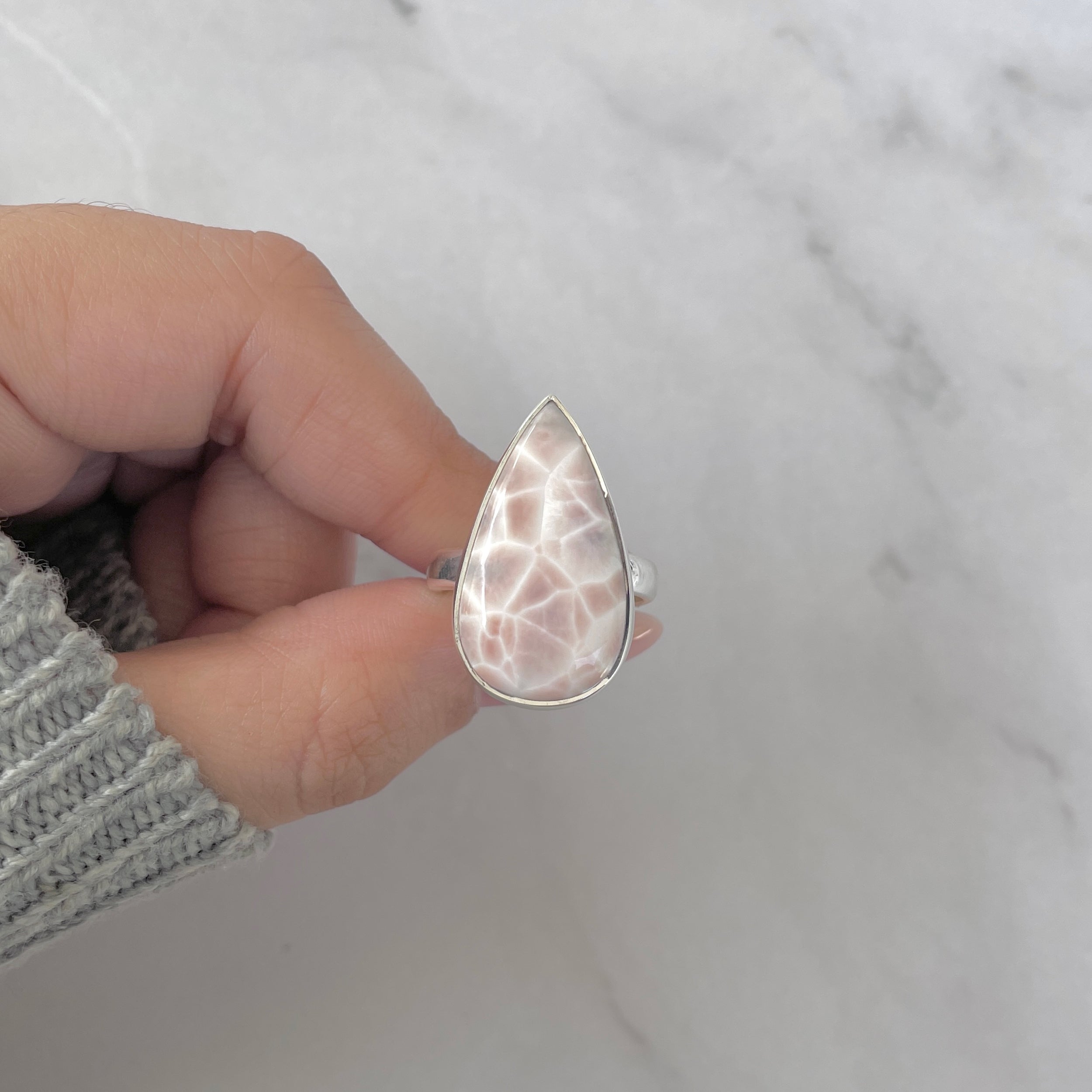 Natural Pink Natrolite / Thomsonite Adjustable Ring-(THS-R-71.)