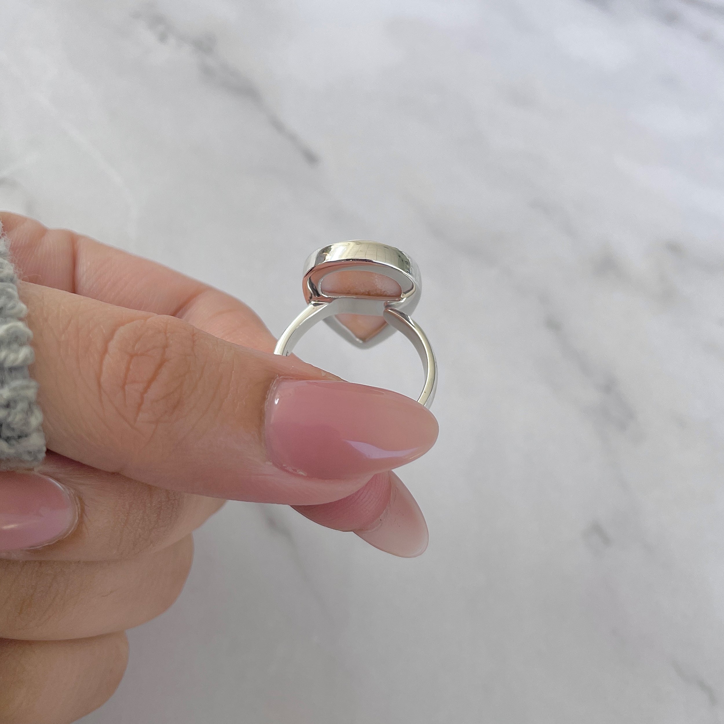 Natural Pink Natrolite / Thomsonite Adjustable Ring-(THS-R-71.)