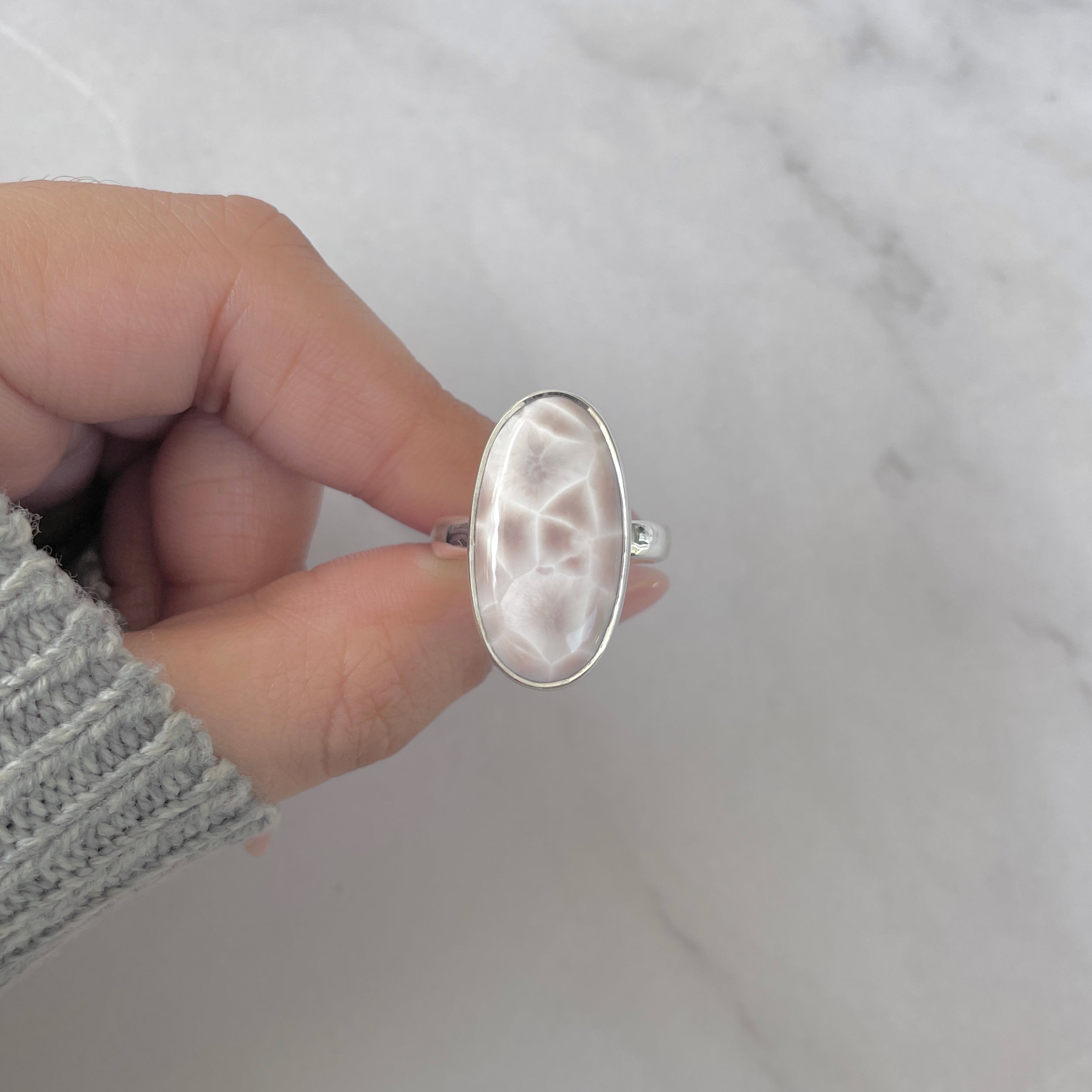 Natural Pink Natrolite / Thomsonite Adjustable Ring-(THS-R-72.)