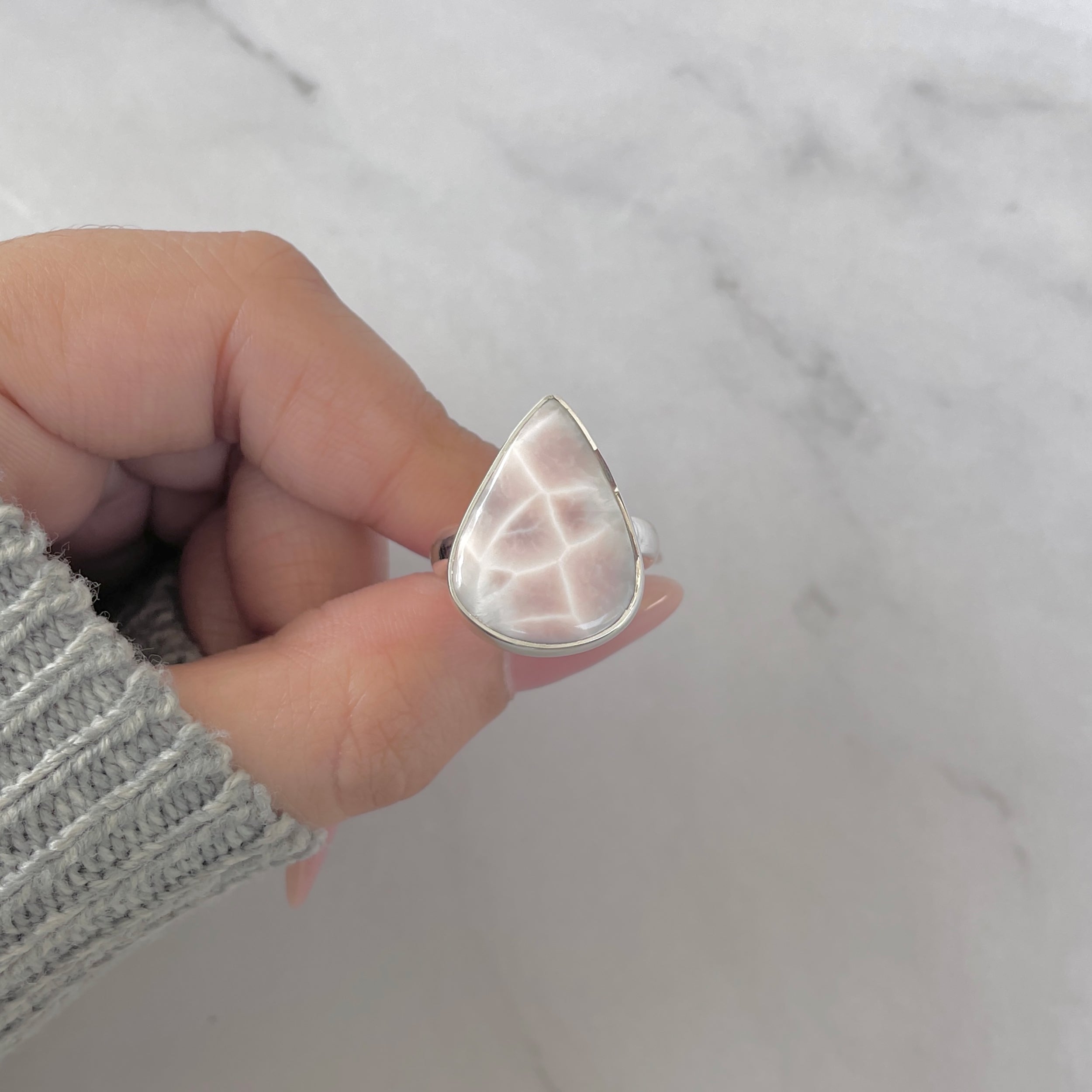 Natural Pink Natrolite / Thomsonite Adjustable Ring-(THS-R-73.)