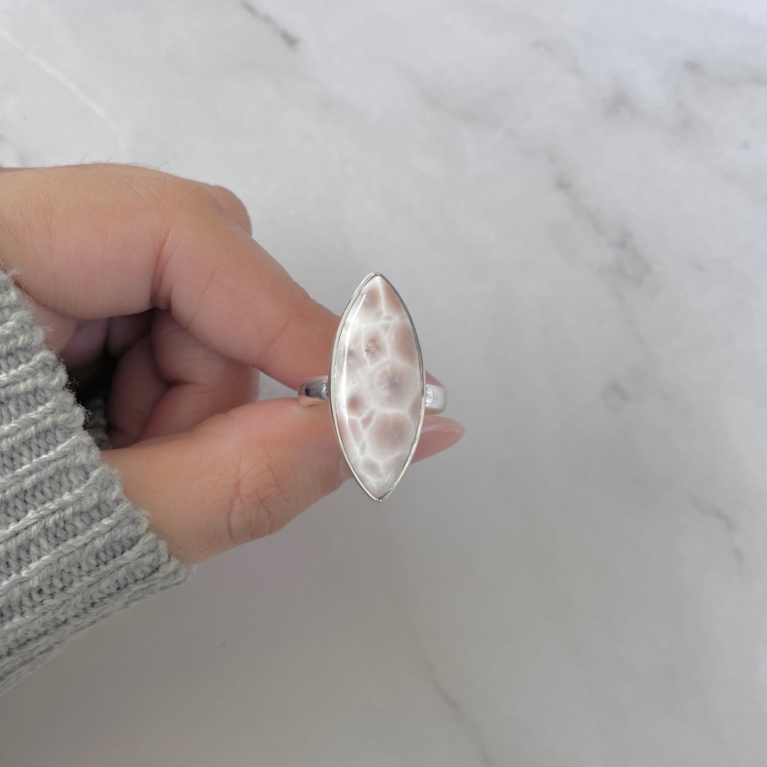 Natural Pink Natrolite / Thomsonite Adjustable Ring-(THS-R-74.)