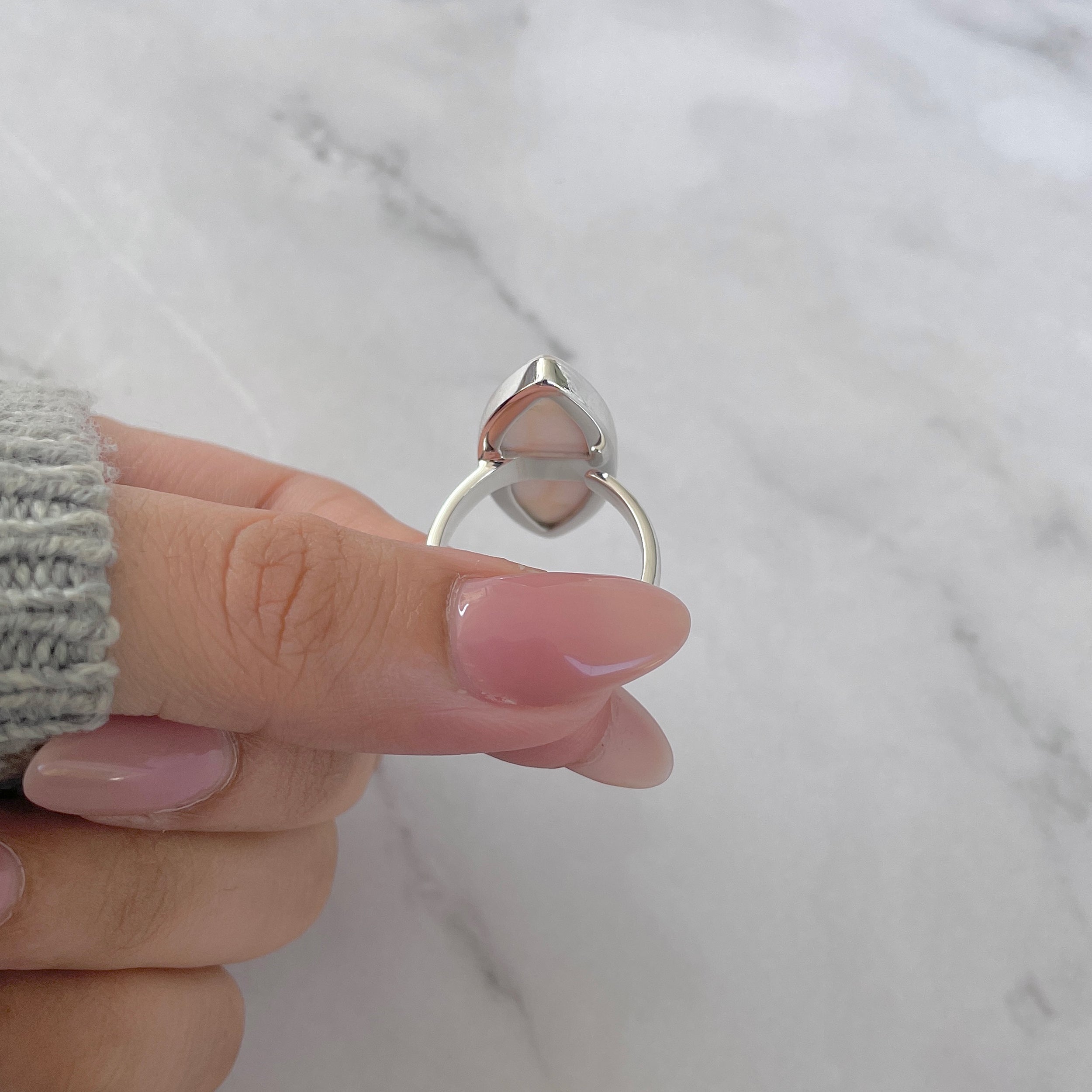 Natural Pink Natrolite / Thomsonite Adjustable Ring-(THS-R-74.)