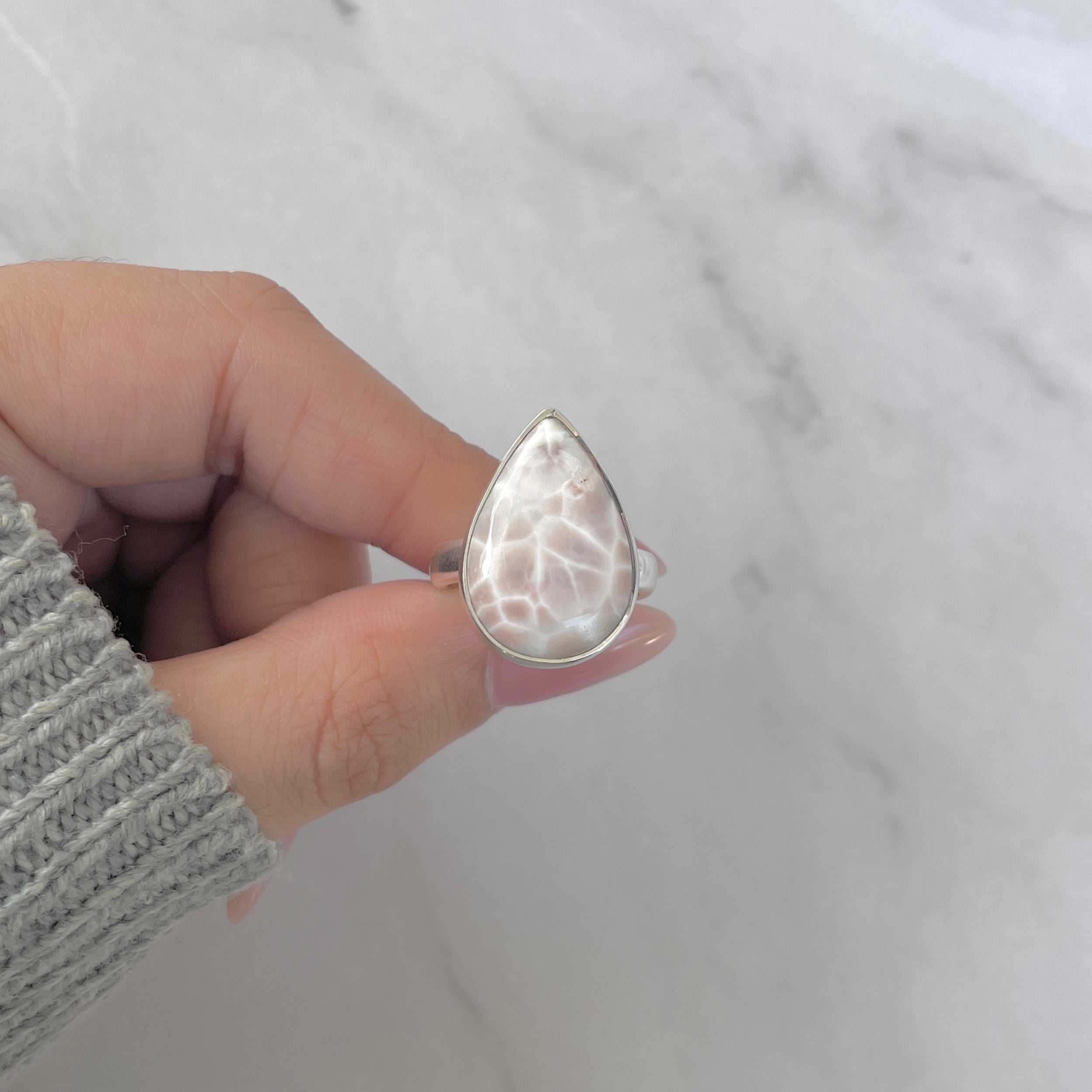 Natural Pink Natrolite / Thomsonite Adjustable Ring-(THS-R-75.)