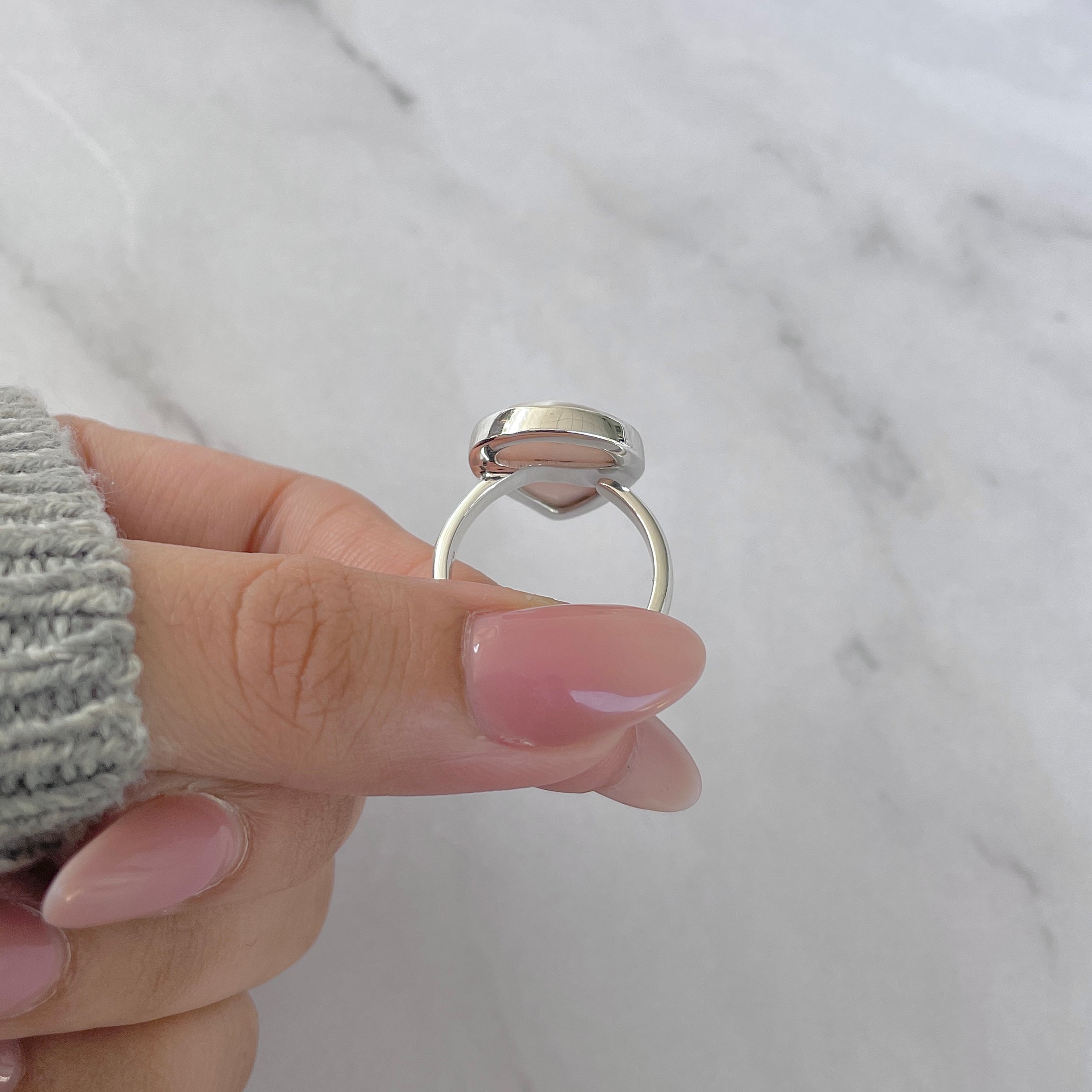 Natural Pink Natrolite / Thomsonite Adjustable Ring-(THS-R-75.)