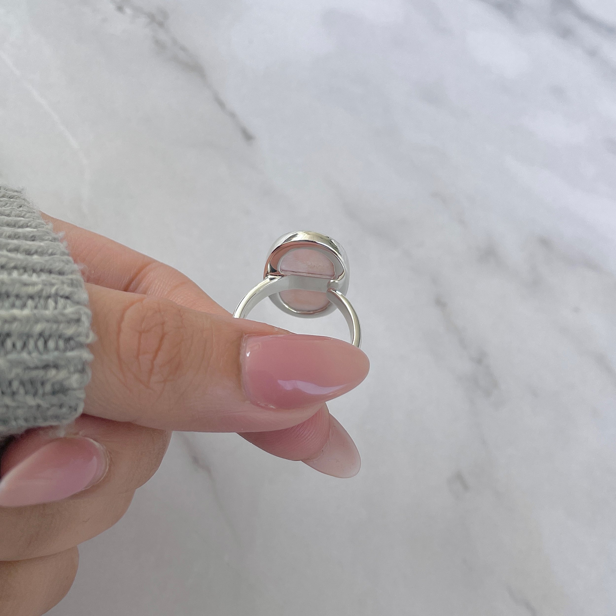 Natural Pink Natrolite / Thomsonite Adjustable Ring-(THS-R-76.)