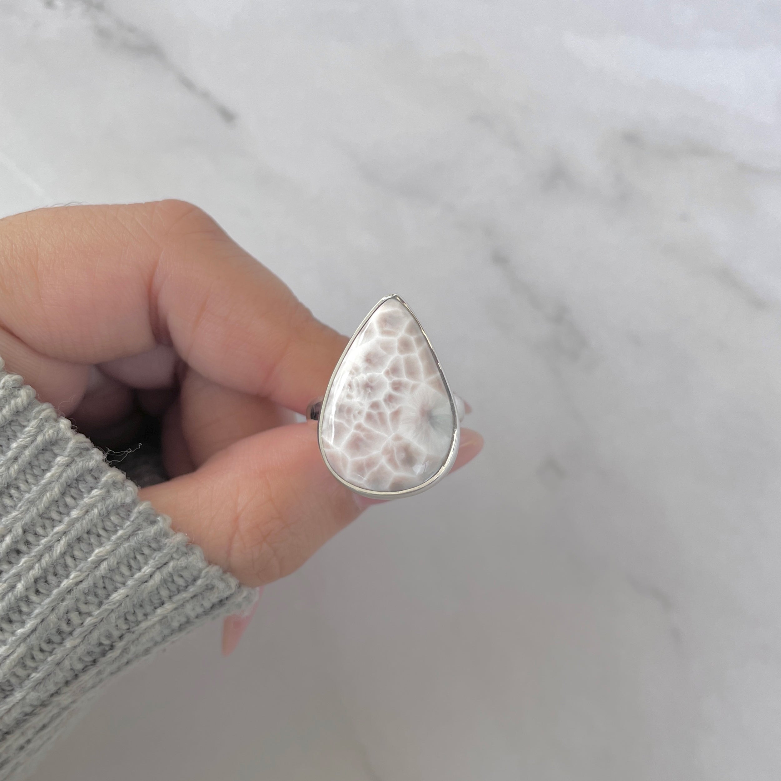 Natural Pink Natrolite / Thomsonite Adjustable Ring-(THS-R-77.)