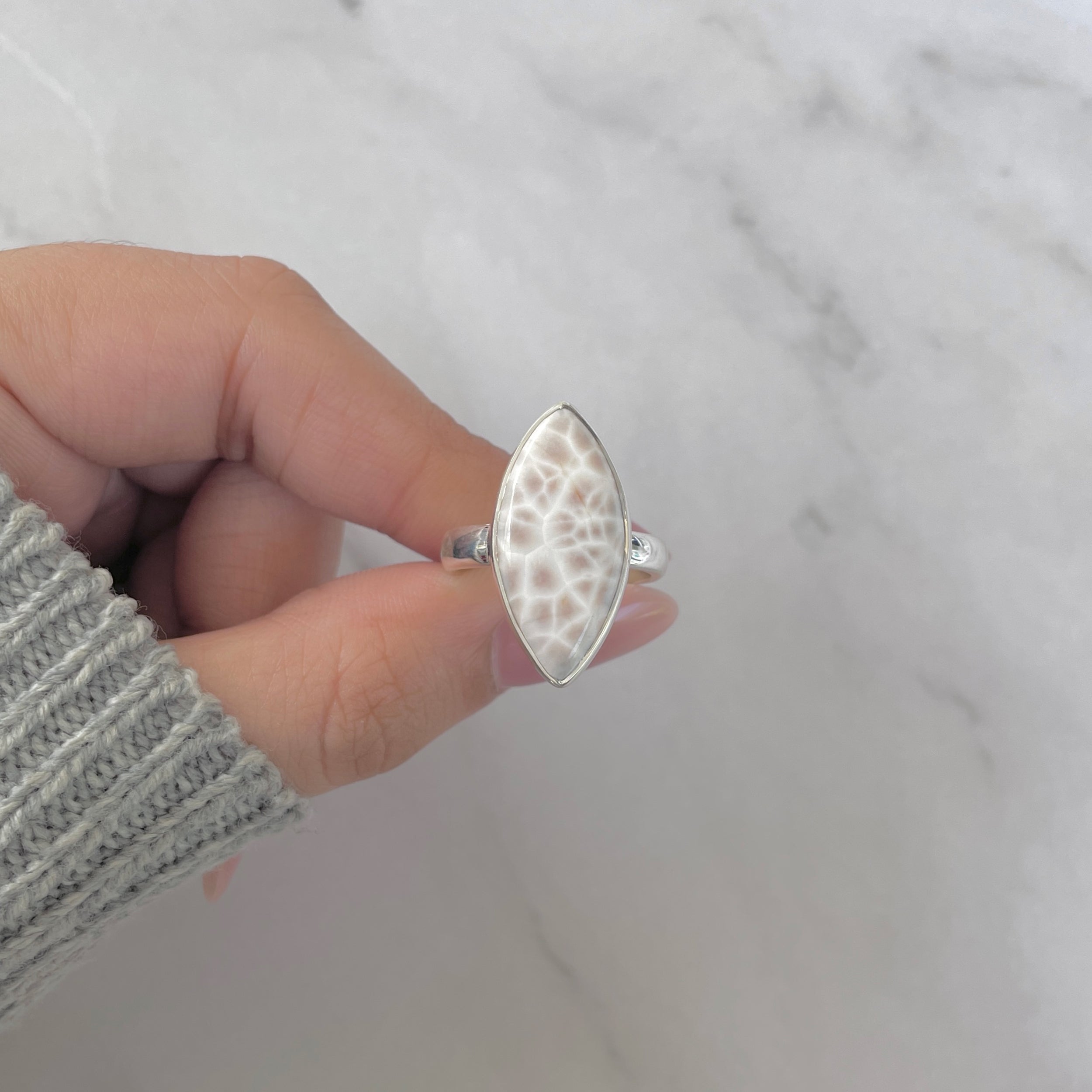 Natural Pink Natrolite / Thomsonite Adjustable Ring-(THS-R-78.)