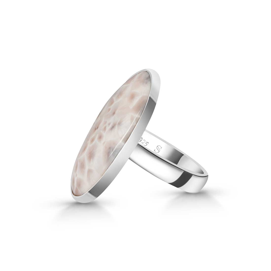 Natural Pink Natrolite / Thomsonite  Adjustable Ring-(THS-R-8.)