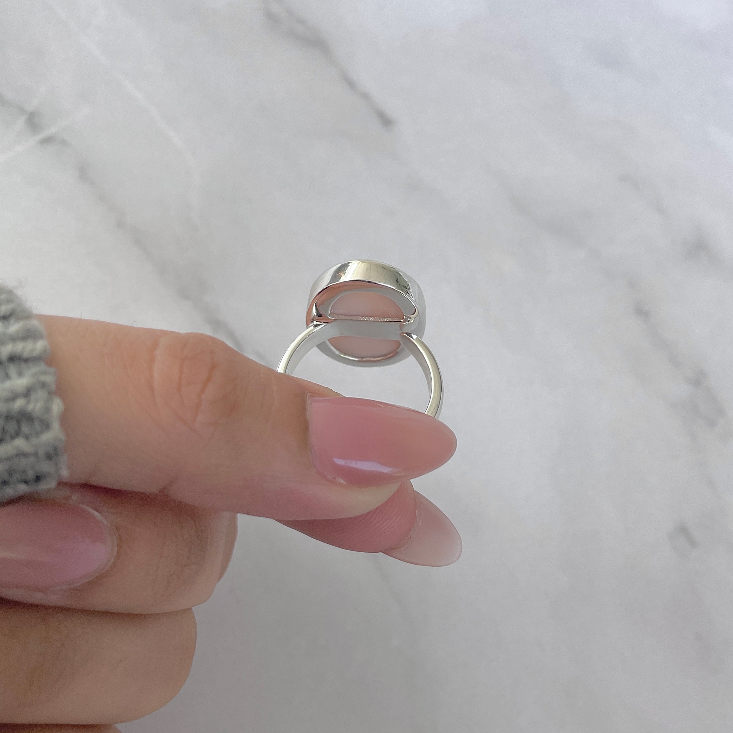 Natural Pink Natrolite / Thomsonite Adjustable Ring-(THS-R-81.)