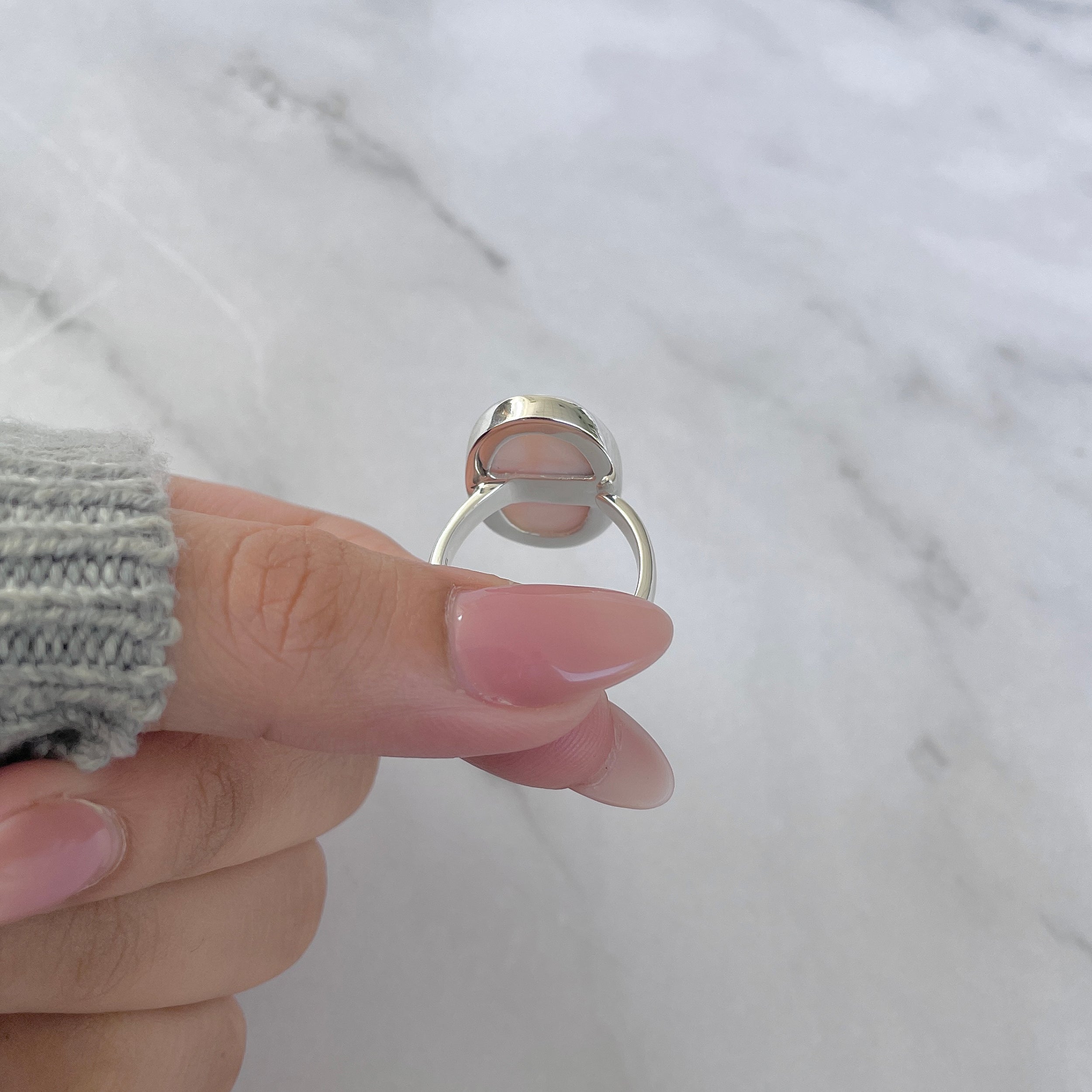 Natural Pink Natrolite / Thomsonite Adjustable Ring-(THS-R-82.)