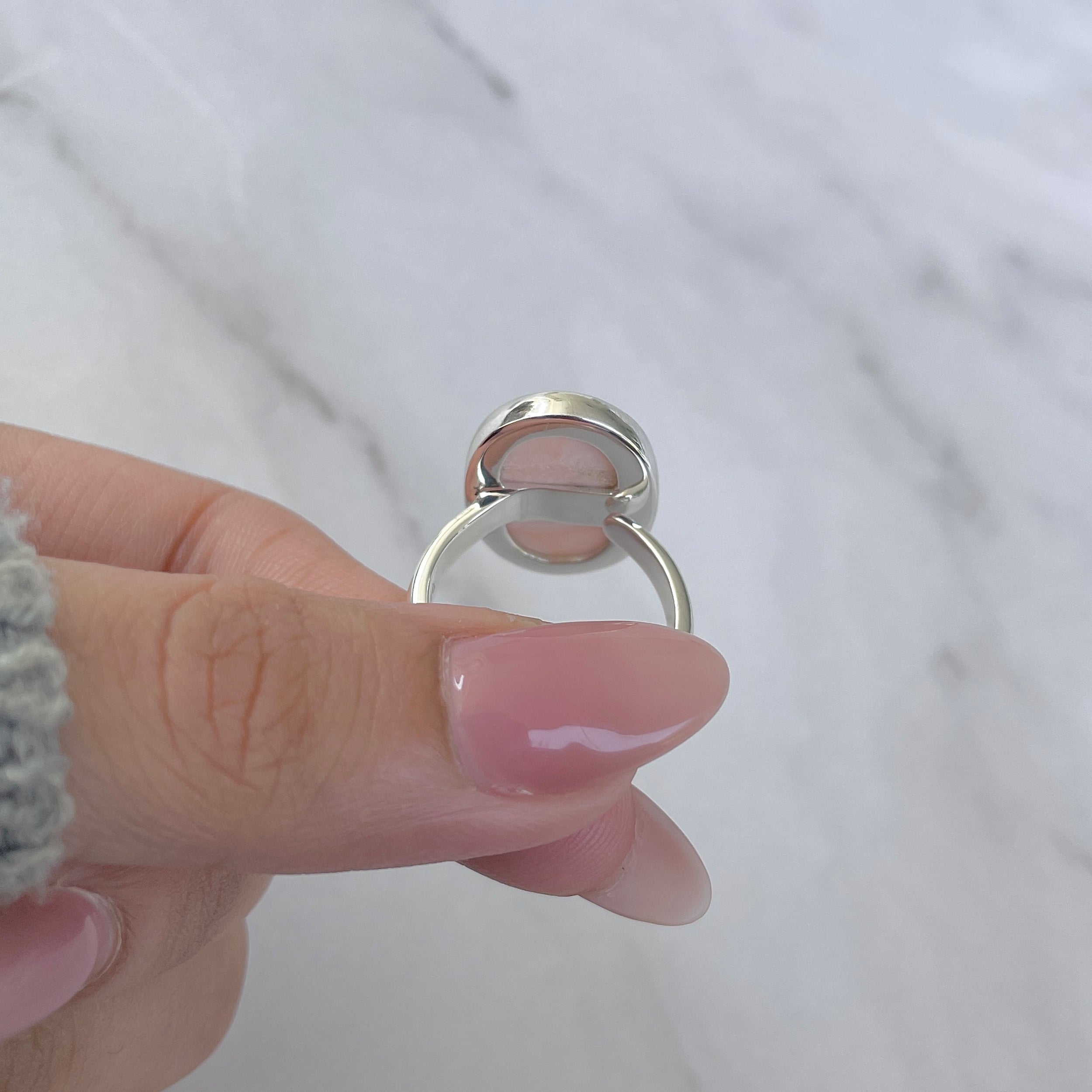 Natural Pink Natrolite / Thomsonite Adjustable Ring-(THS-R-85.)