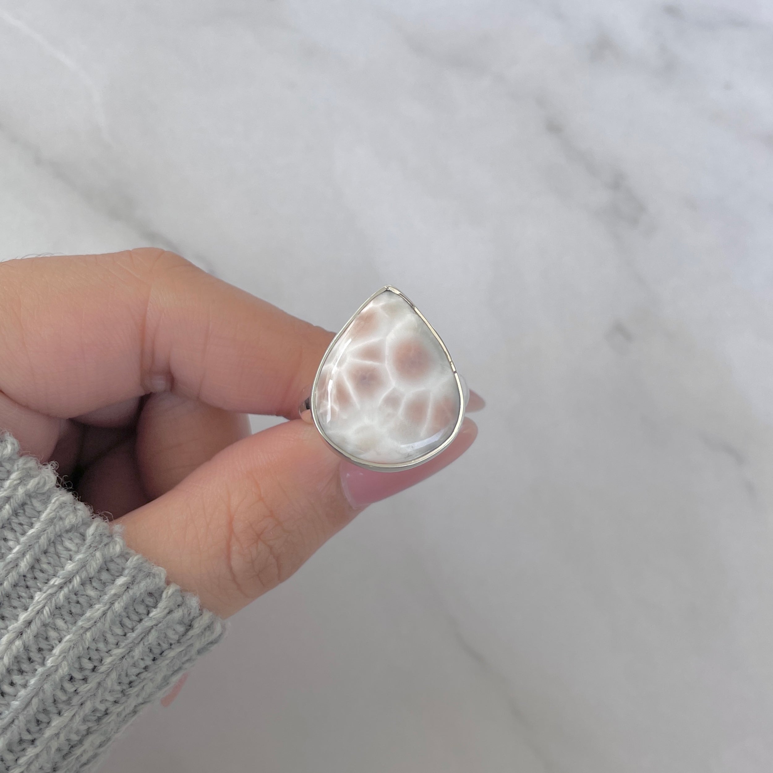 Natural Pink Natrolite / Thomsonite Adjustable Ring-(THS-R-86.)