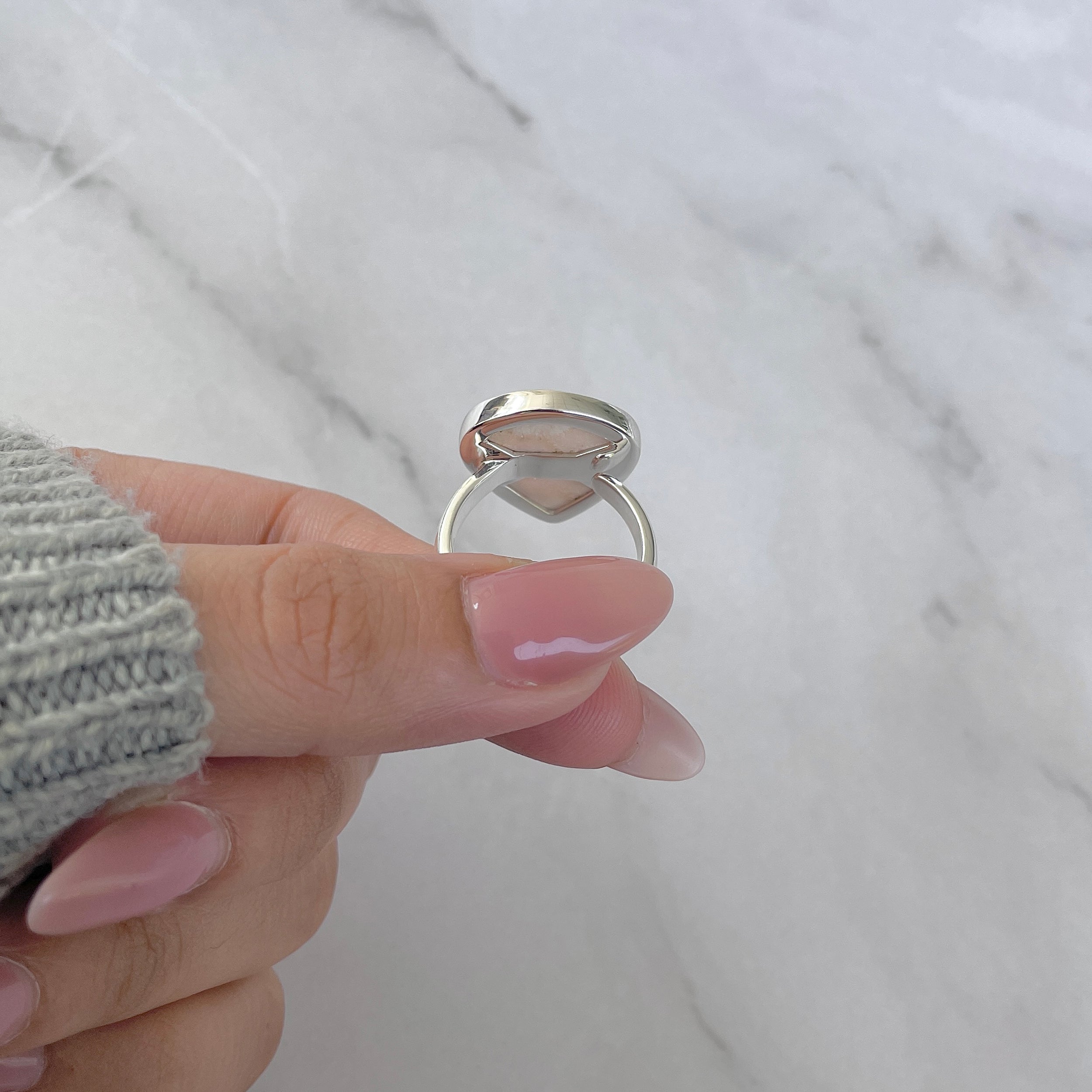 Natural Pink Natrolite / Thomsonite Adjustable Ring-(THS-R-86.)