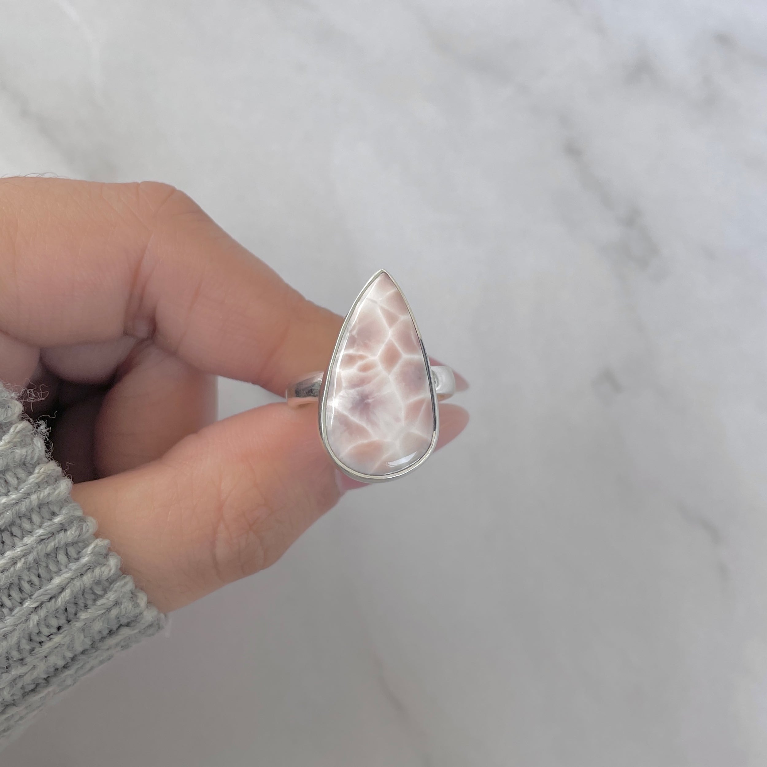 Natural Pink Natrolite / Thomsonite Adjustable Ring-(THS-R-92.)