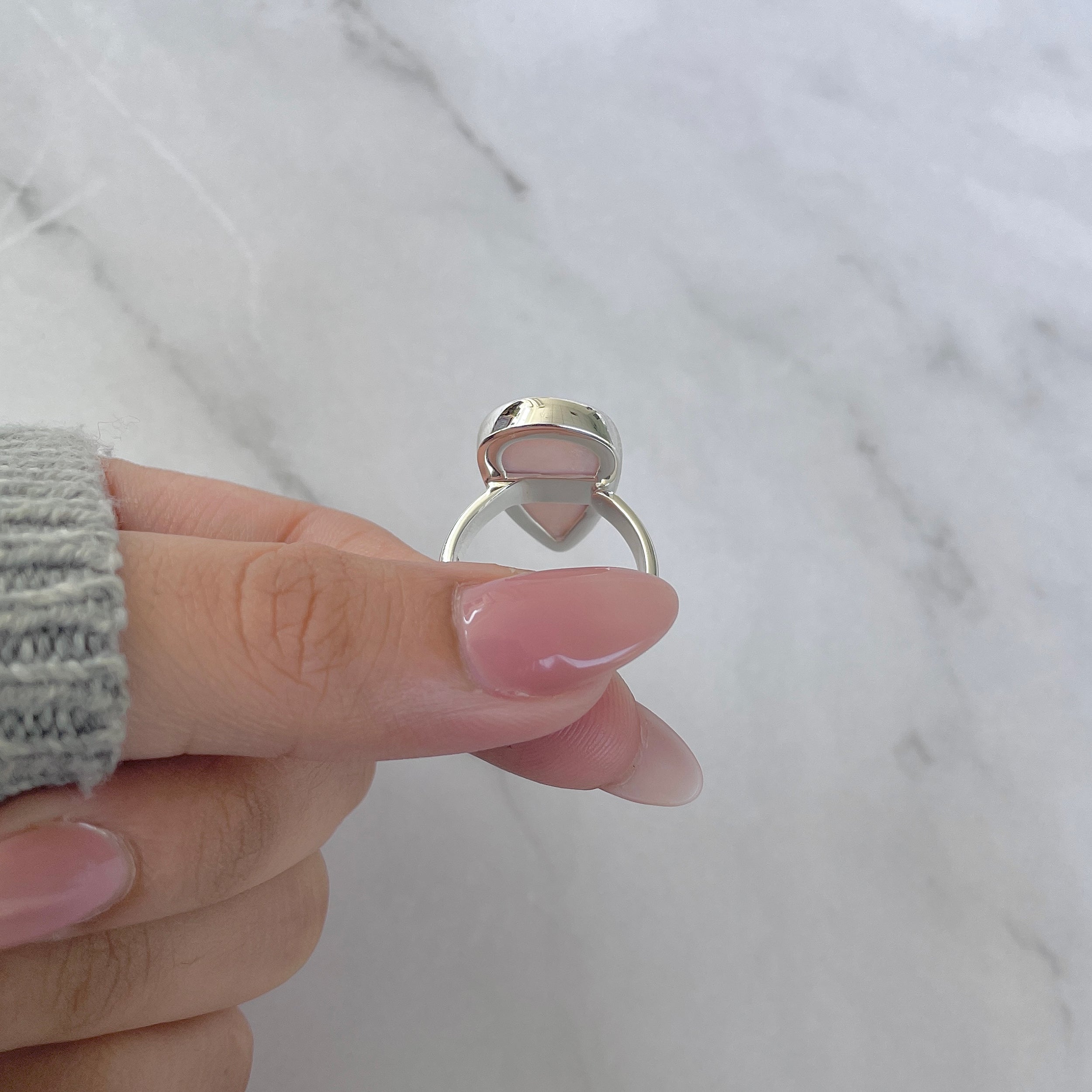 Natural Pink Natrolite / Thomsonite Adjustable Ring-(THS-R-92.)