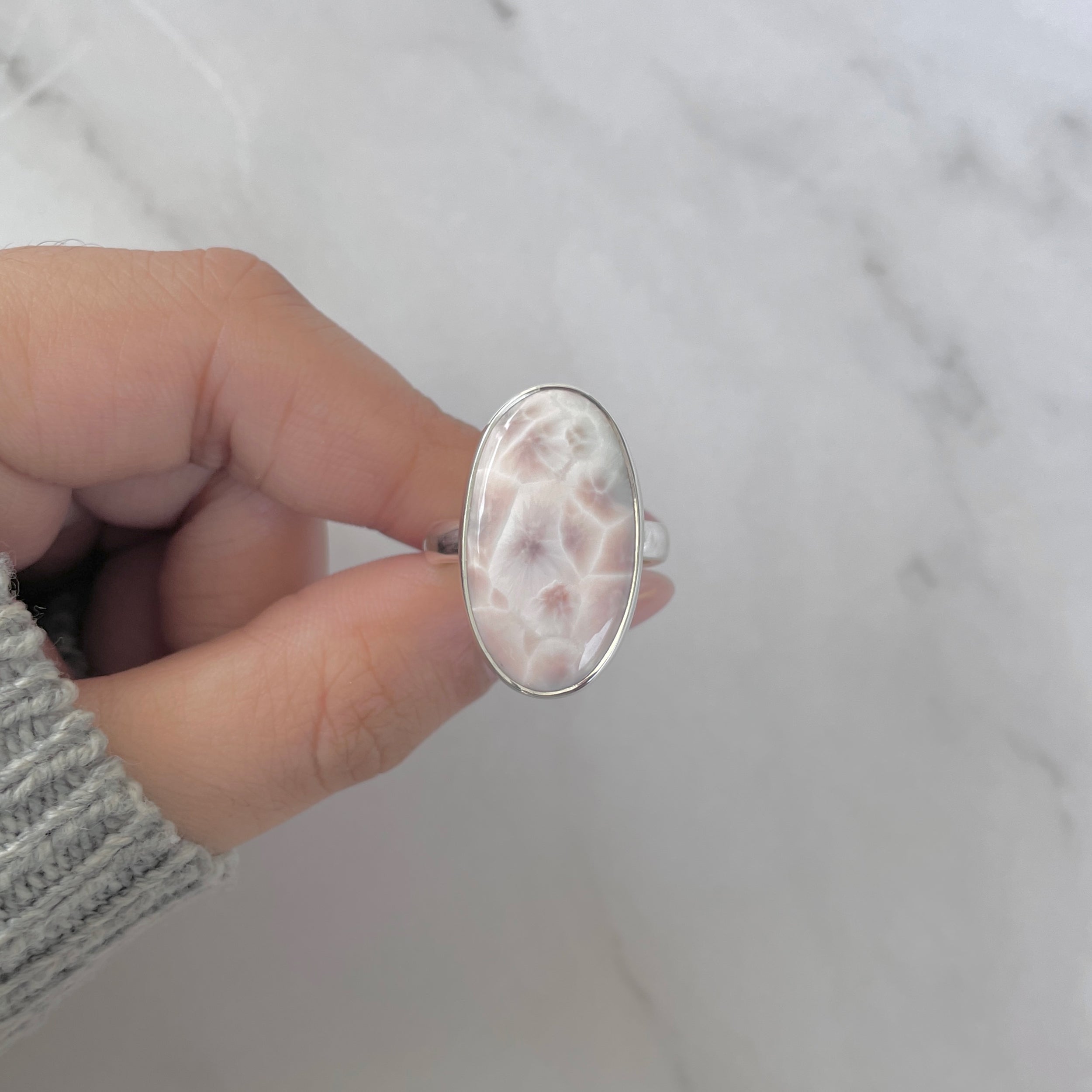 Natural Pink Natrolite / Thomsonite Adjustable Ring-(THS-R-93.)