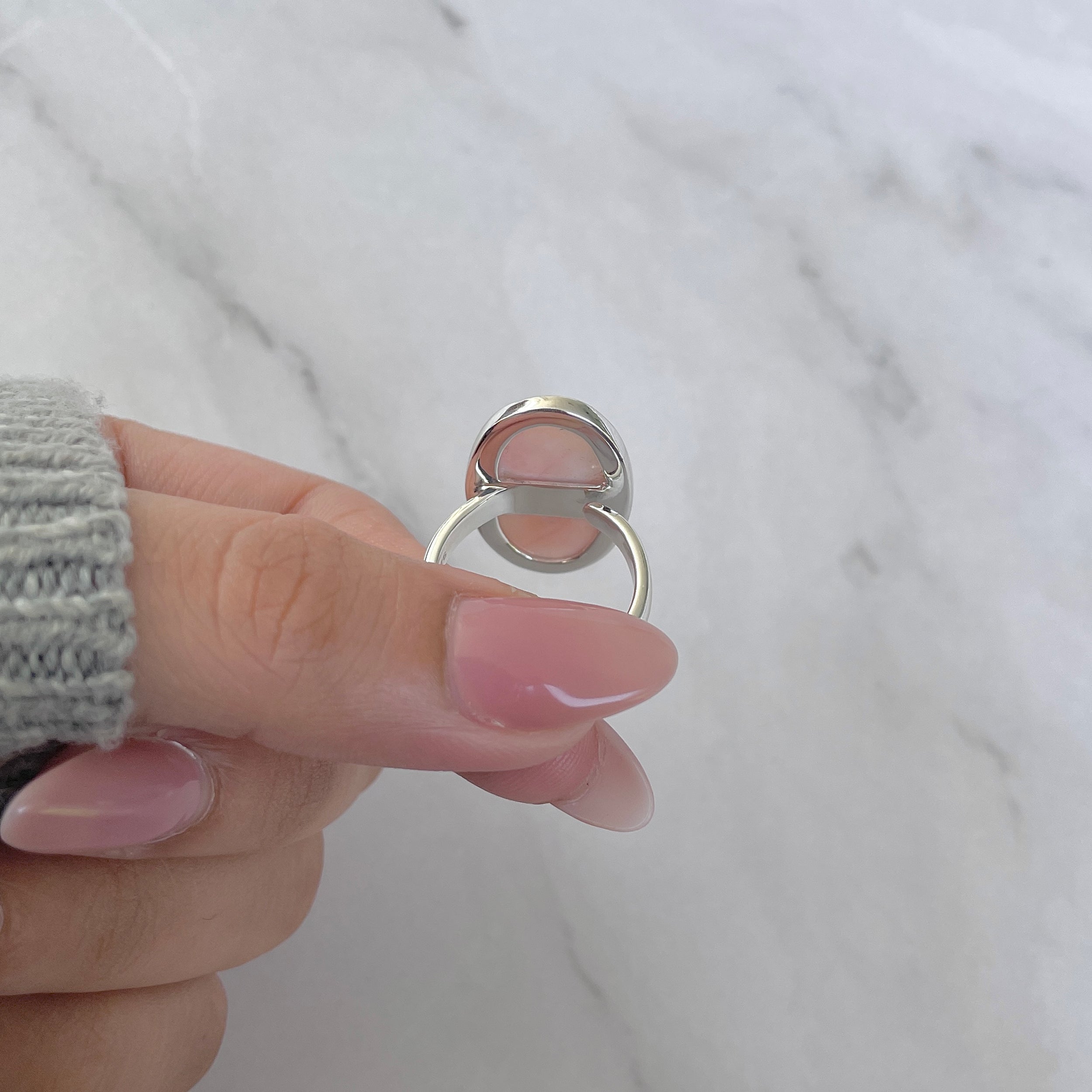 Natural Pink Natrolite / Thomsonite Adjustable Ring-(THS-R-94.)