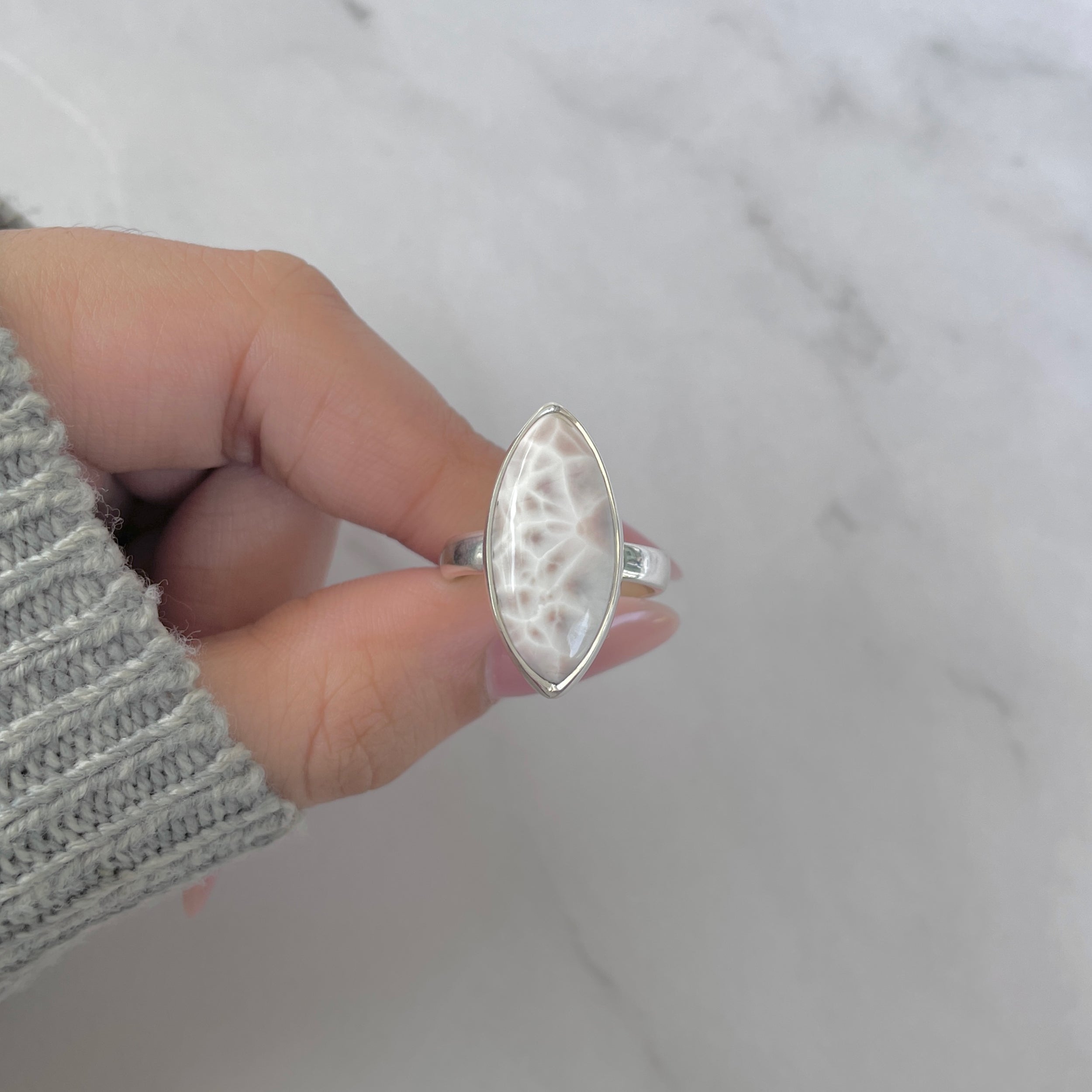 Natural Pink Natrolite / Thomsonite Adjustable Ring-(THS-R-96.)