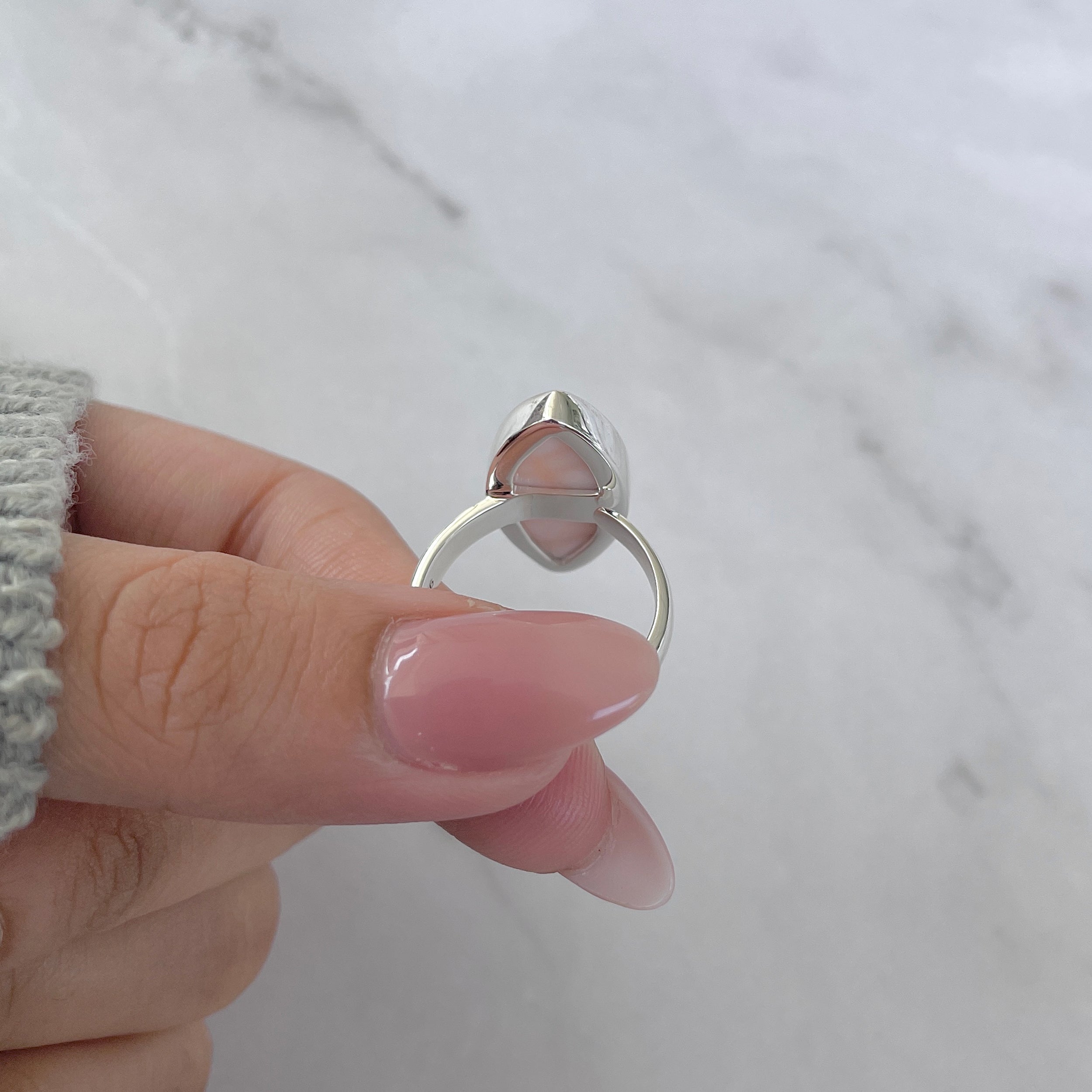 Natural Pink Natrolite / Thomsonite Adjustable Ring-(THS-R-96.)