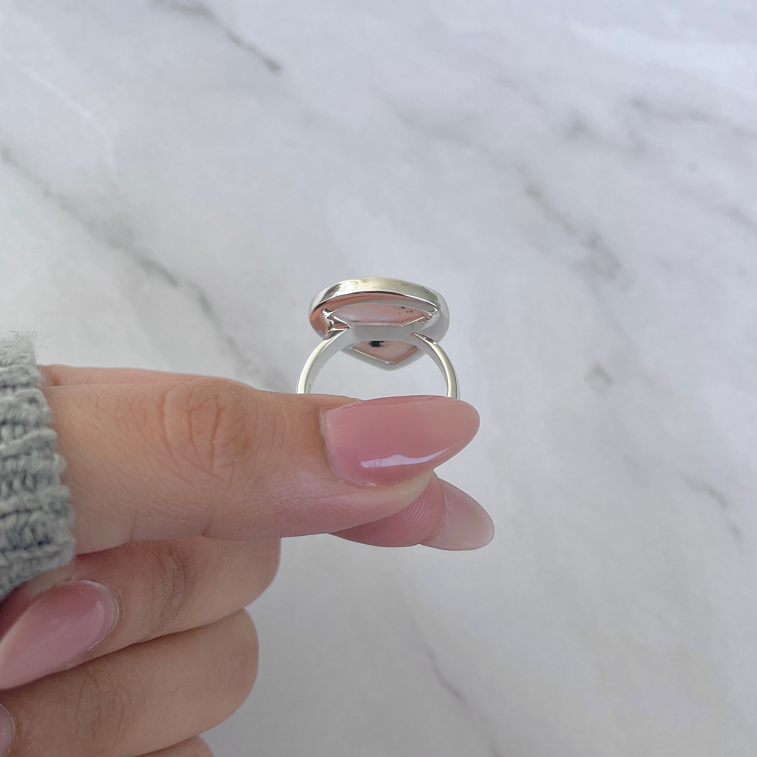 Natural Pink Natrolite / Thomsonite Adjustable Ring-(THS-R-97.)