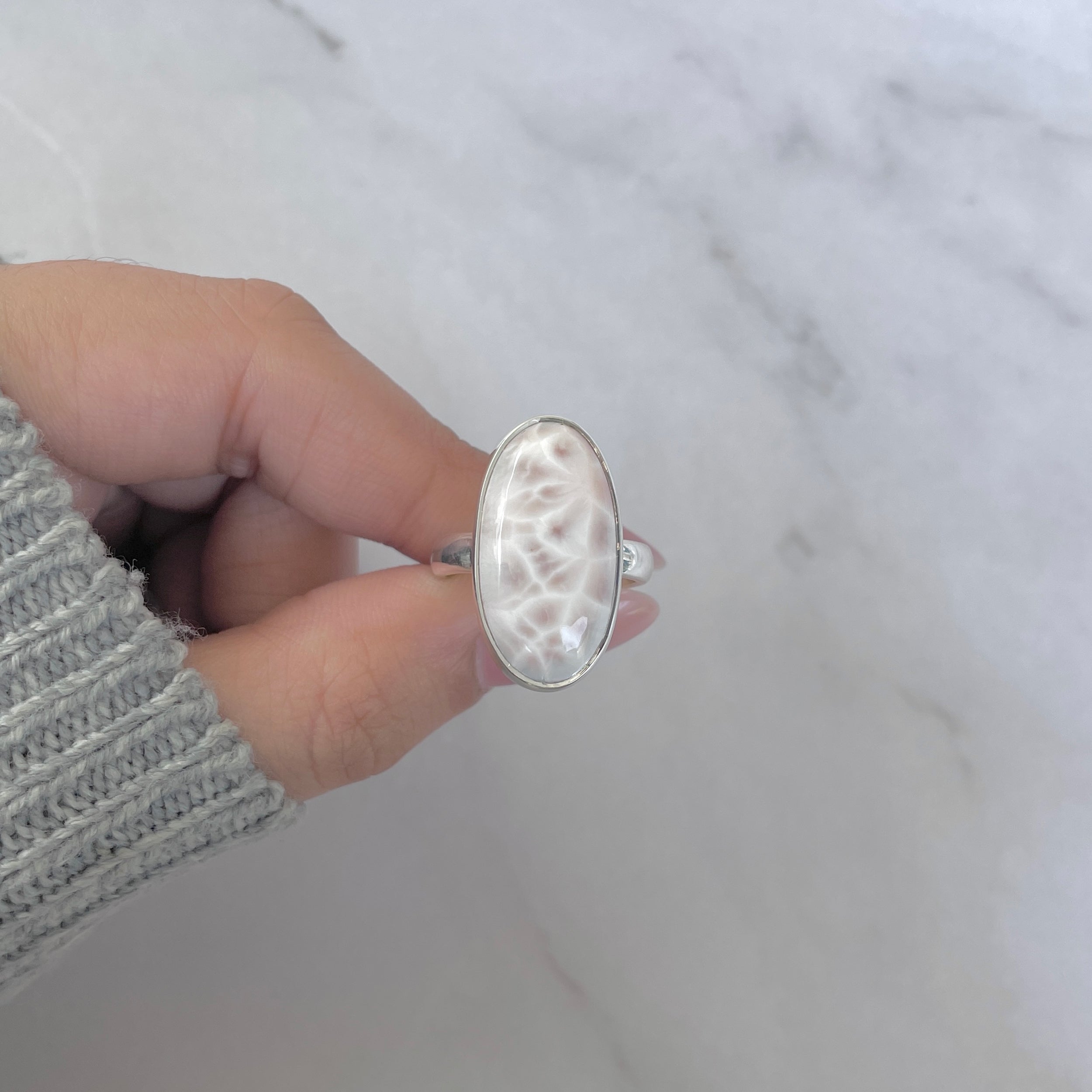 Natural Pink Natrolite / Thomsonite Adjustable Ring-(THS-R-99.)