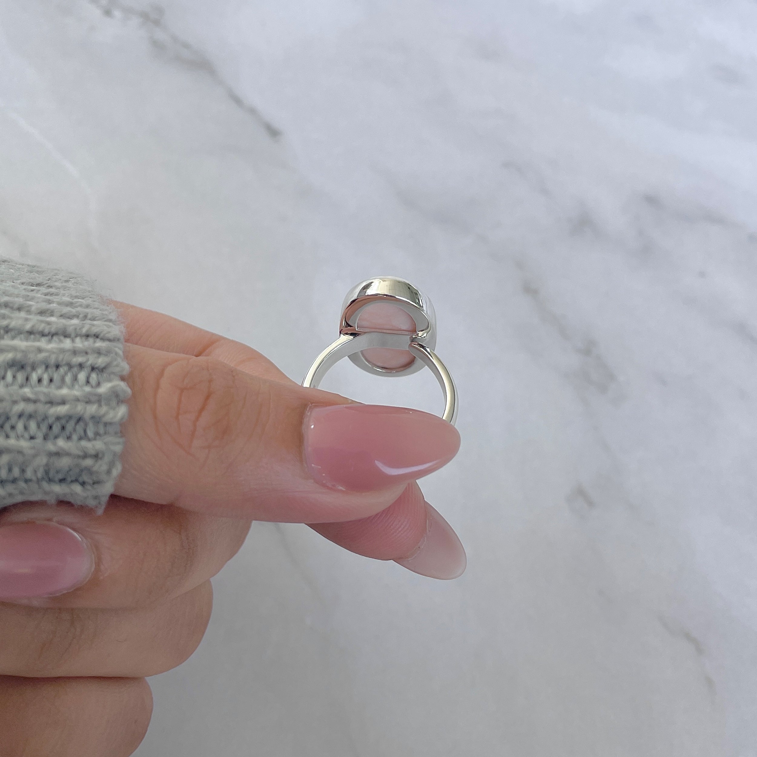 Natural Pink Natrolite / Thomsonite Adjustable Ring-(THS-R-99.)