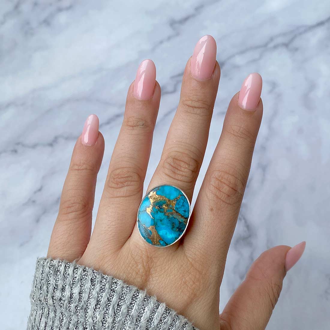 Turquoise (Copper) Adjustable Ring-(TRC-R-2)