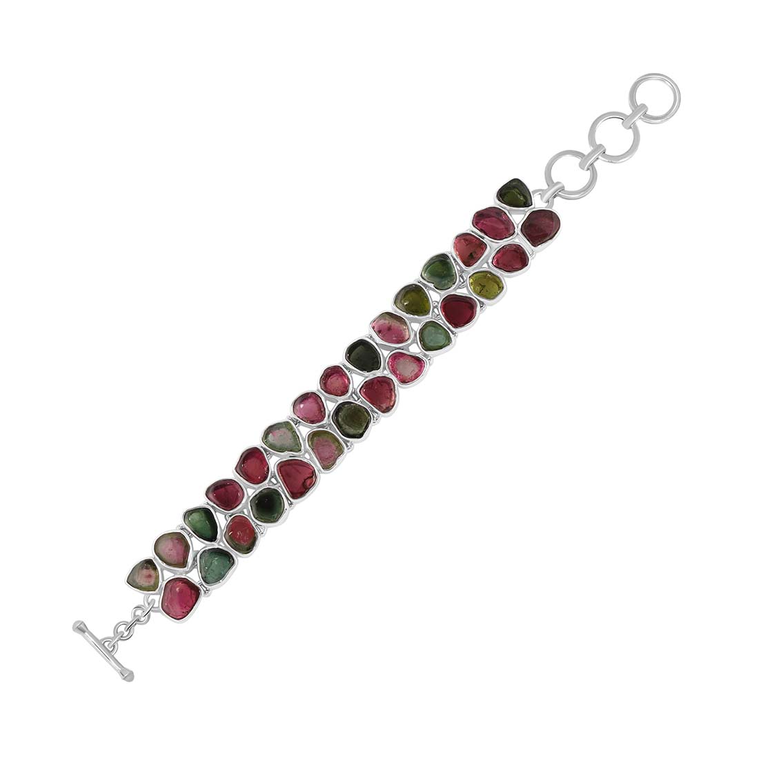Watermelon Tourmaline Slice Bracelet-(TRM-B-1)
